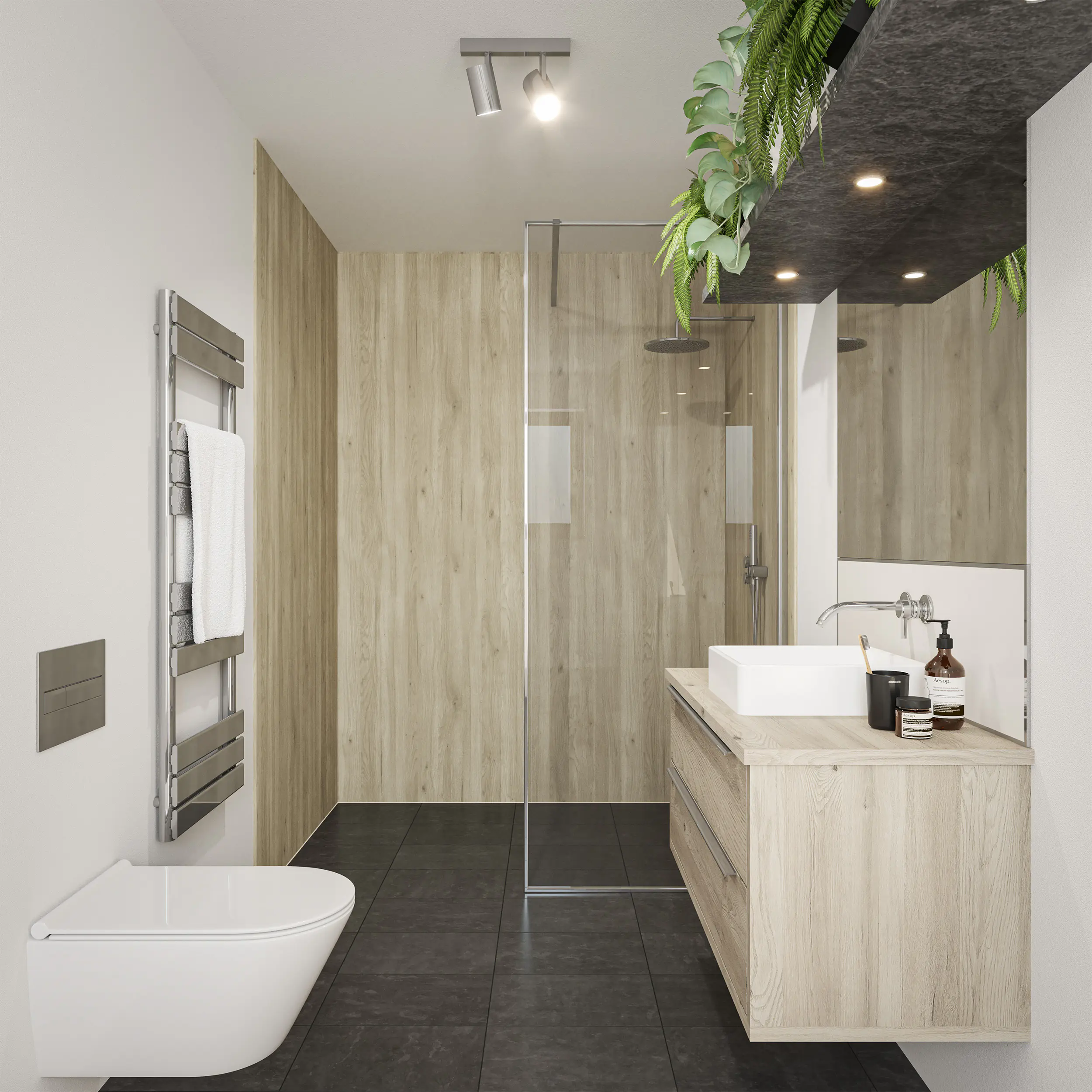 Wetwall Elite Wandpaneel  Native Oak 16 x 242 cm mit abgerundeter Abschlusskante