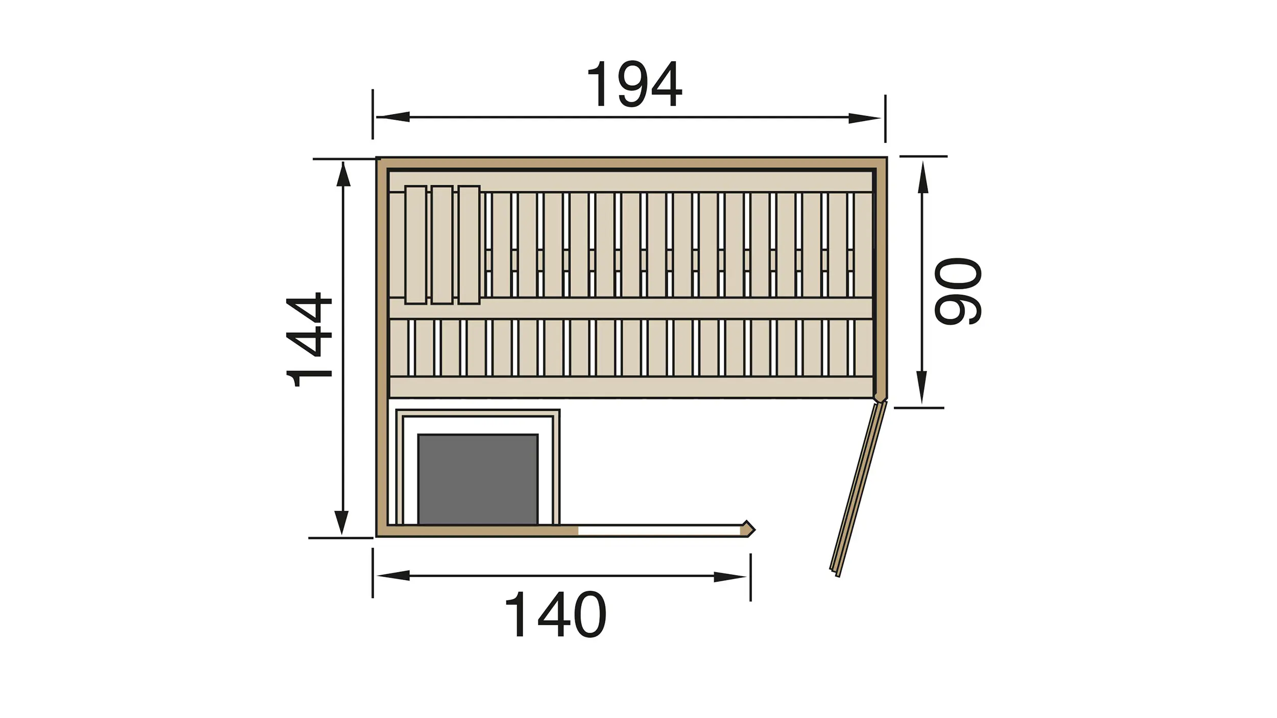 Weka Sauna Varberg 1 mit Glastür & Fenster 2,73 m² + 7,5 kW Ofen BioS