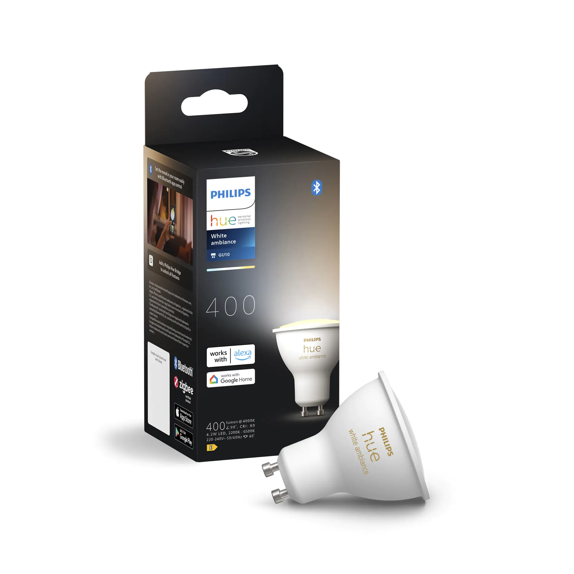 Philips Hue LED-Leuchtmittel Spot GU10 4,2W neutralweiß smart 