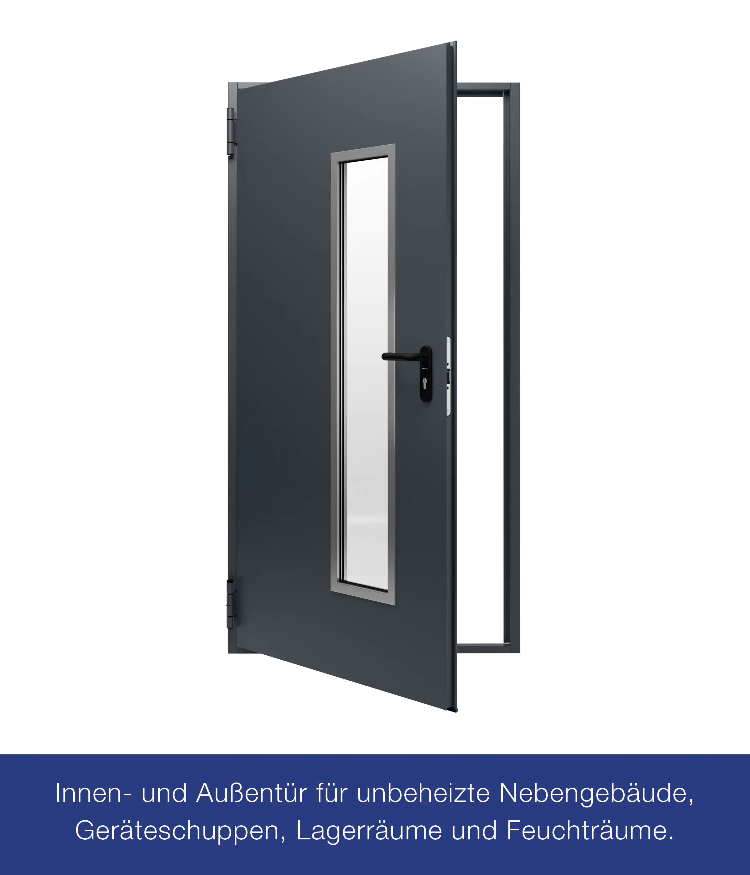 Hörmann Kellertür mit Lichtausschnitt anthrazitgrau 87,5 x 200 cm Links/Rechts