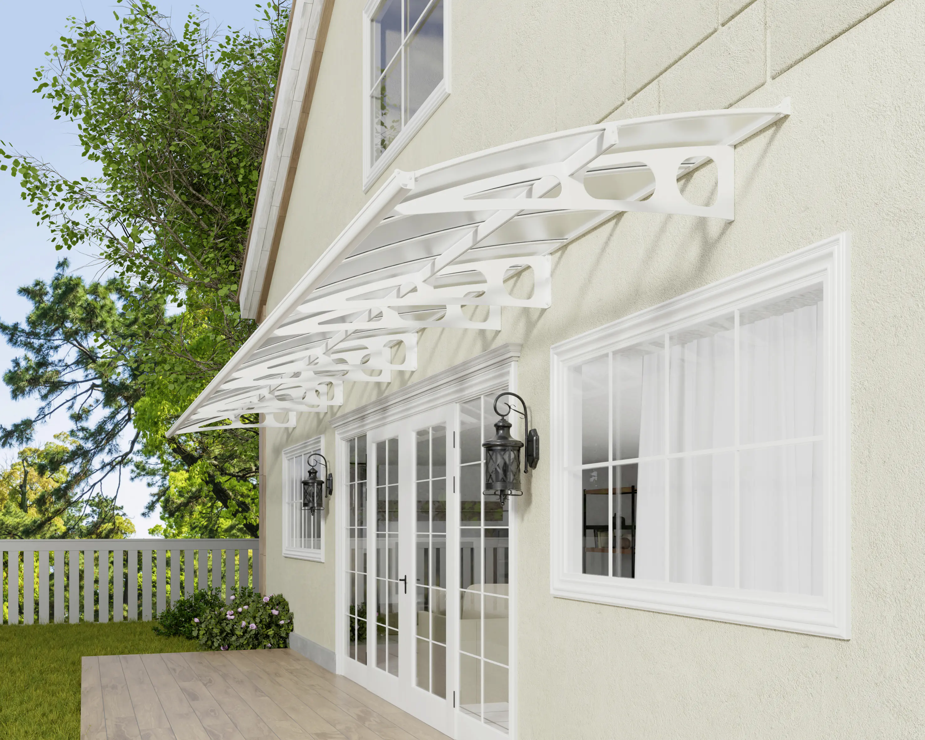 Canopia Vordach Bordeaux 8920 Weiss Alu 892 x 139 cm