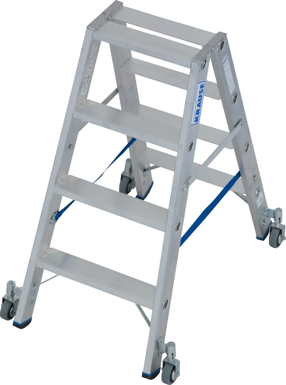 Krause Aluminium-Doppelleiter STABILO fahrbar 2,50 m