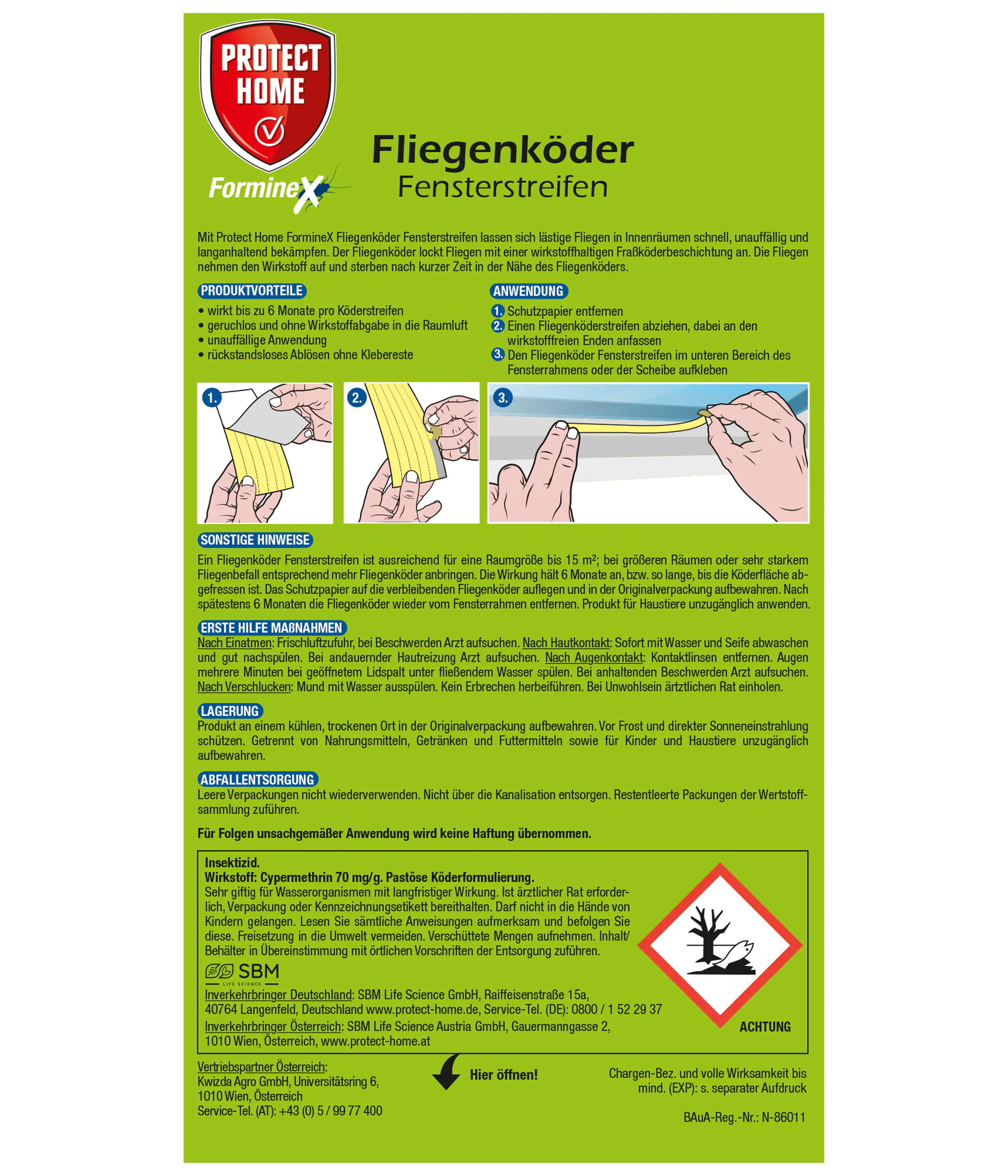 Protect Home FormineX Fliegenköder Fensterstreifen 12 Stück