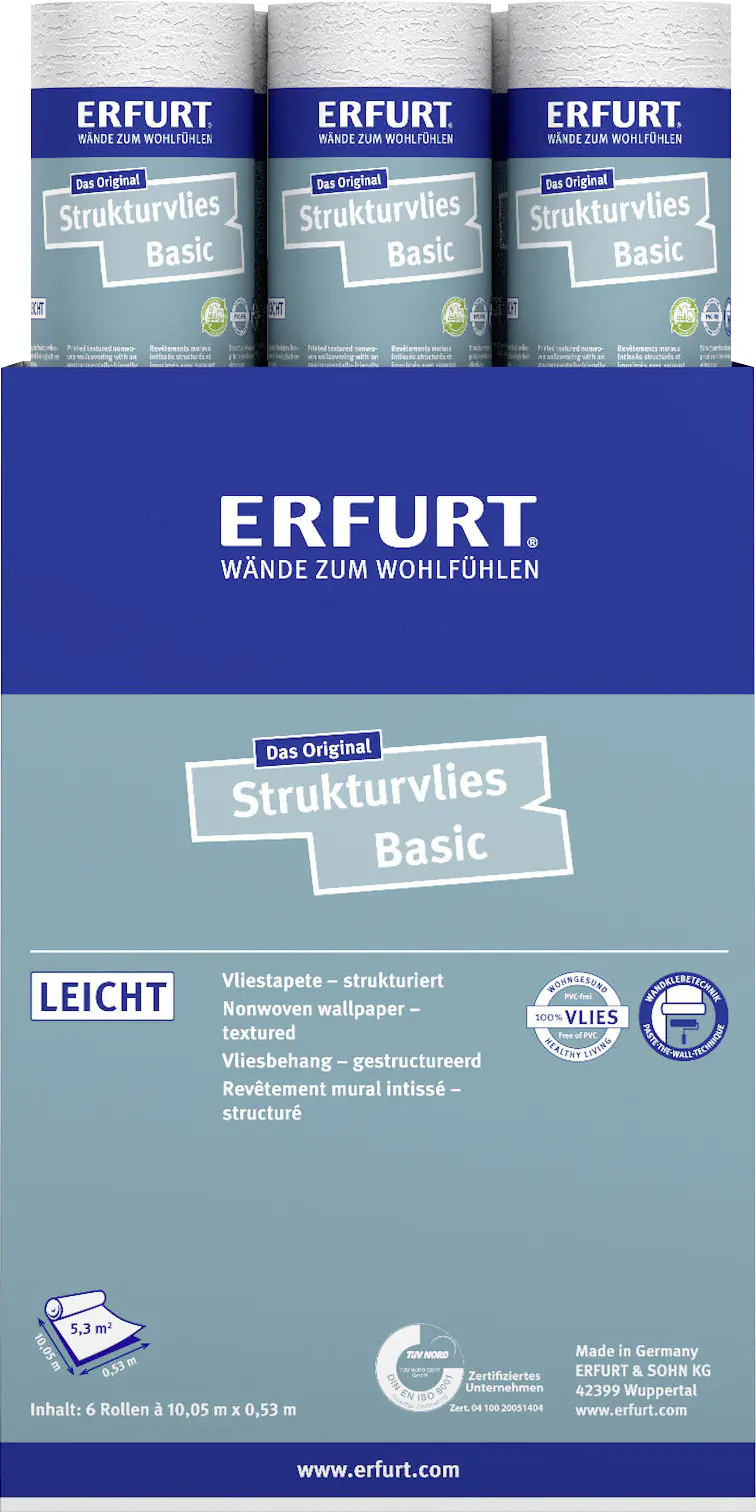Erfurt Vliestapete Basic 405 weiß 10,05 x 0,53 m