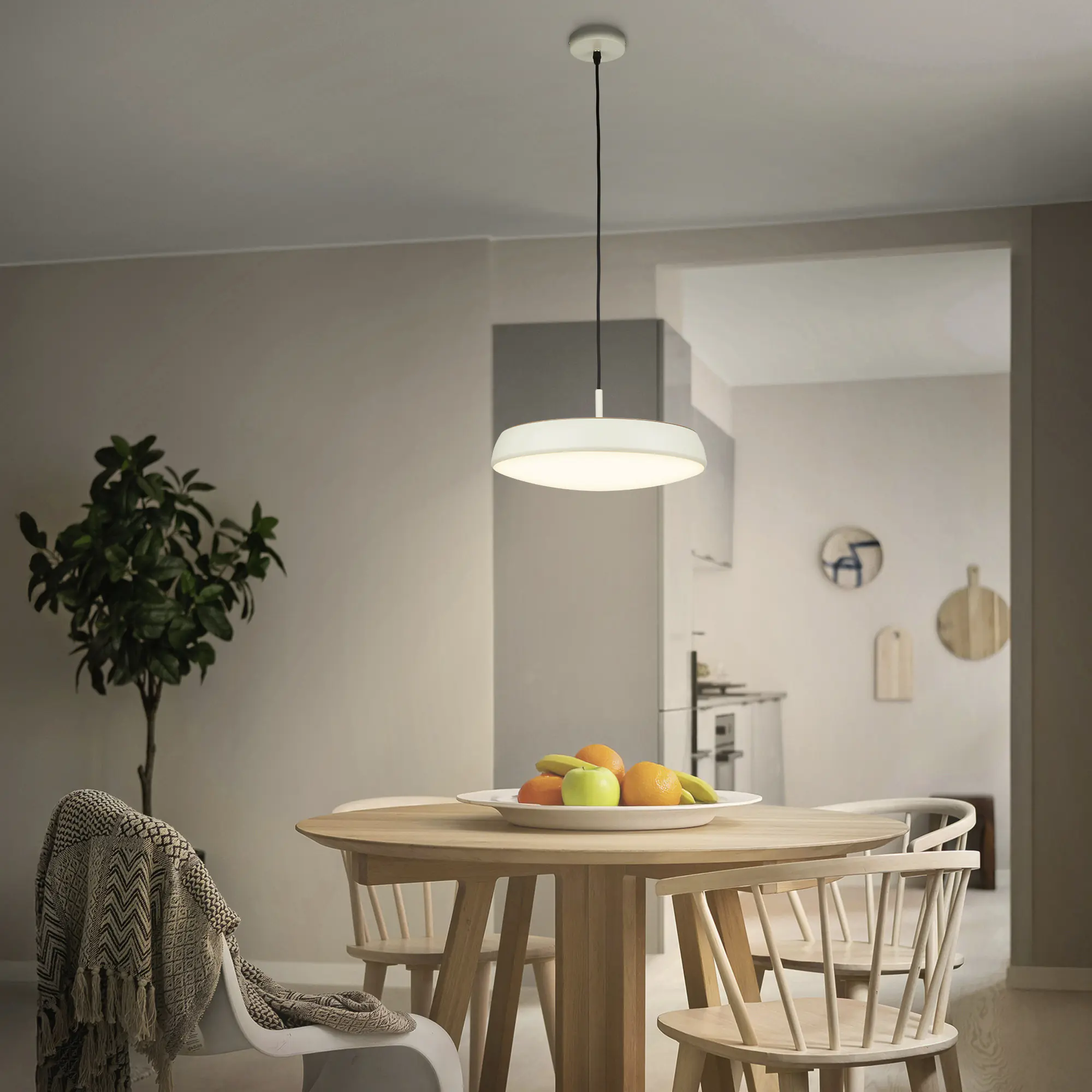 Briloner LED-Pendelleuchte Nala Ø 35 cm hellgrau warmweiß