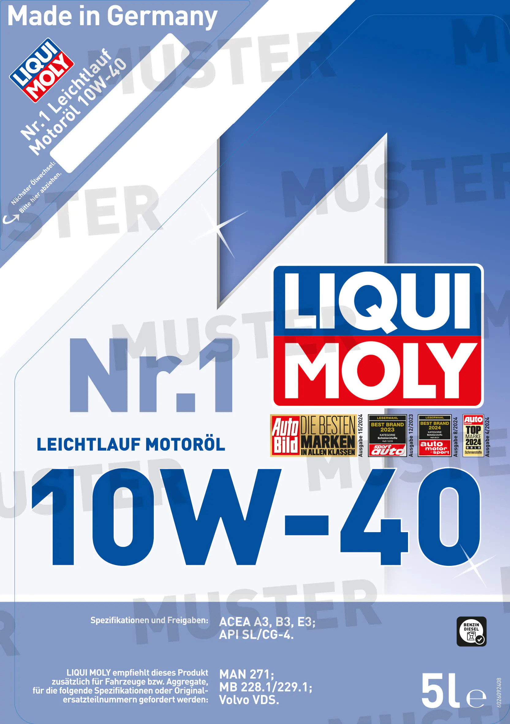 Liqui Moly Motoröl Nr. 1 Leichtlauf 10W-40 5 L