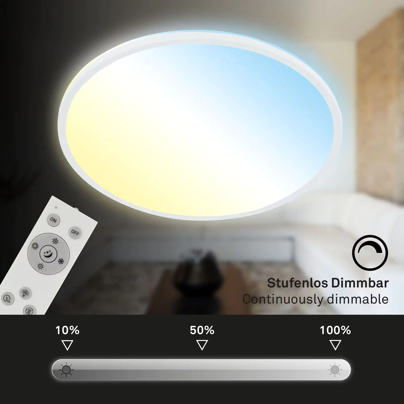 Briloner LED Panel Slim Ø 48 cm, weiß utraflach CCT