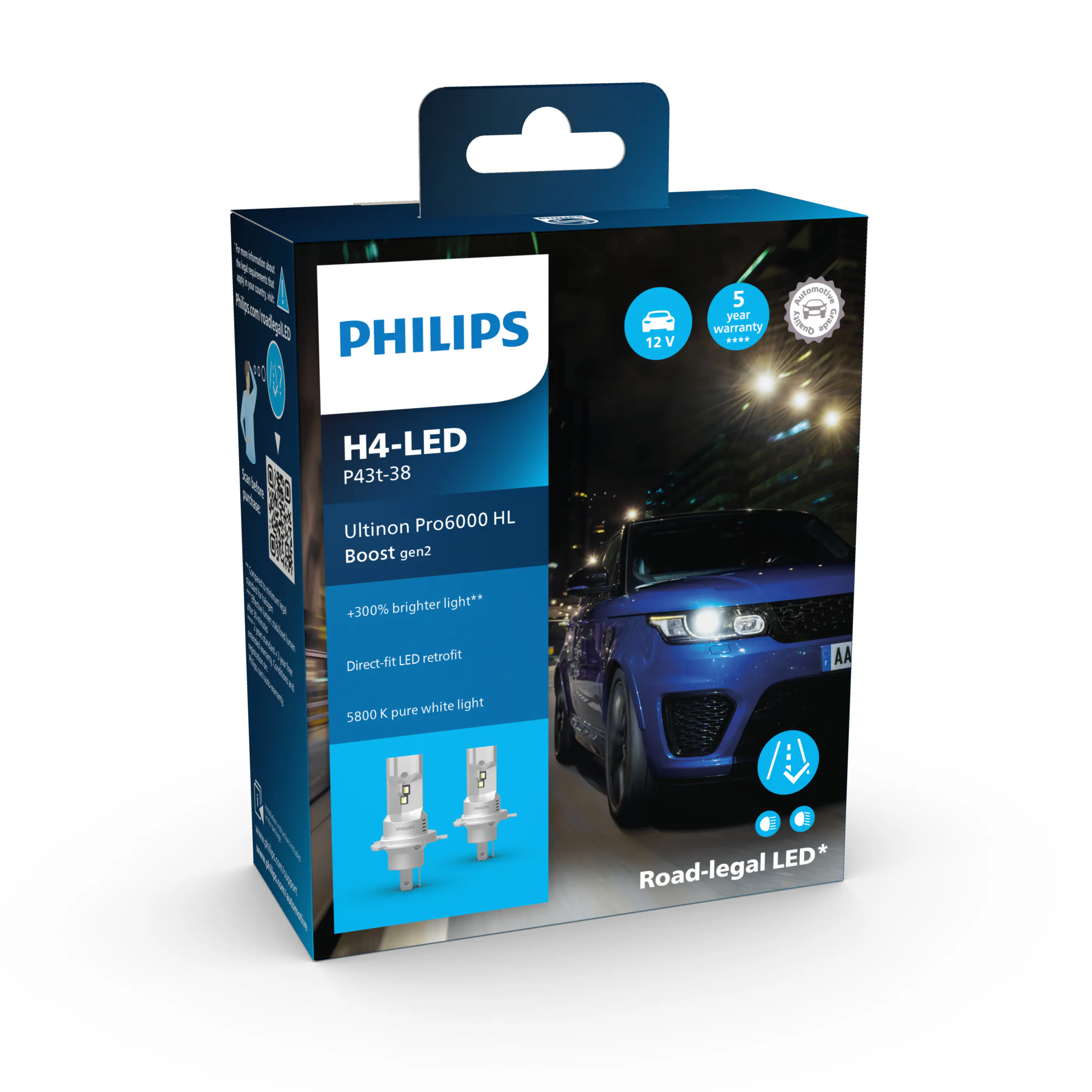 Philips Scheinwerferlampe H4 LED Ultinon Pro 6000 Boost 2x 2.0