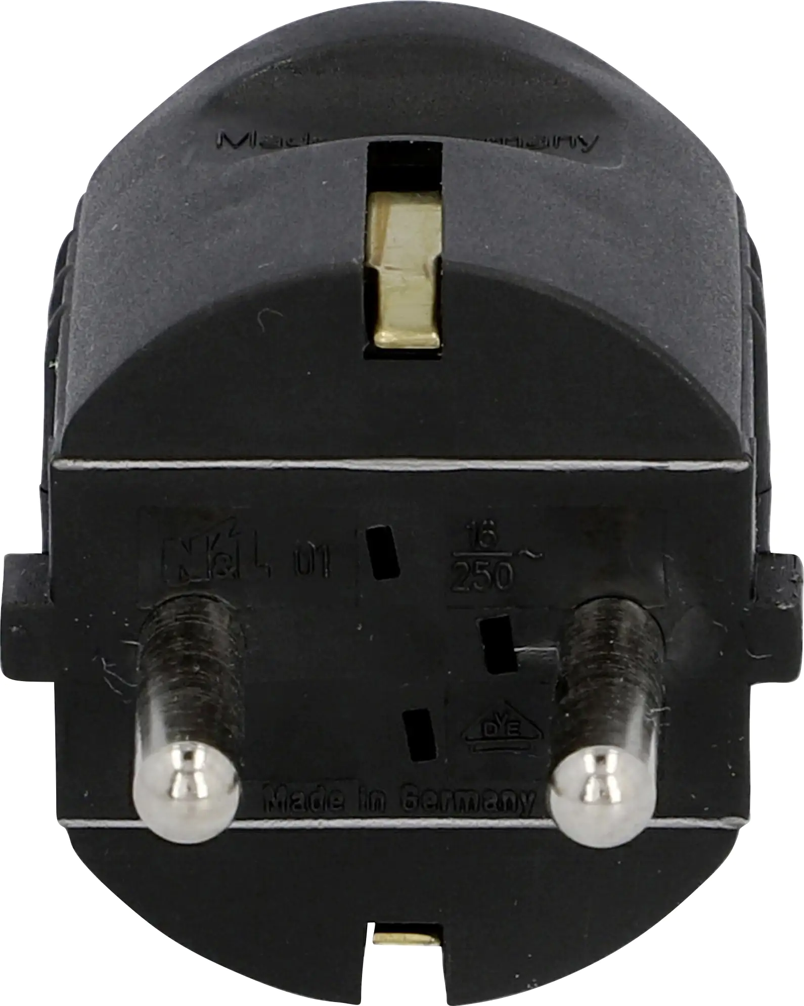 Schutzkontakt-Stecker mit Knickschutz, schwarz