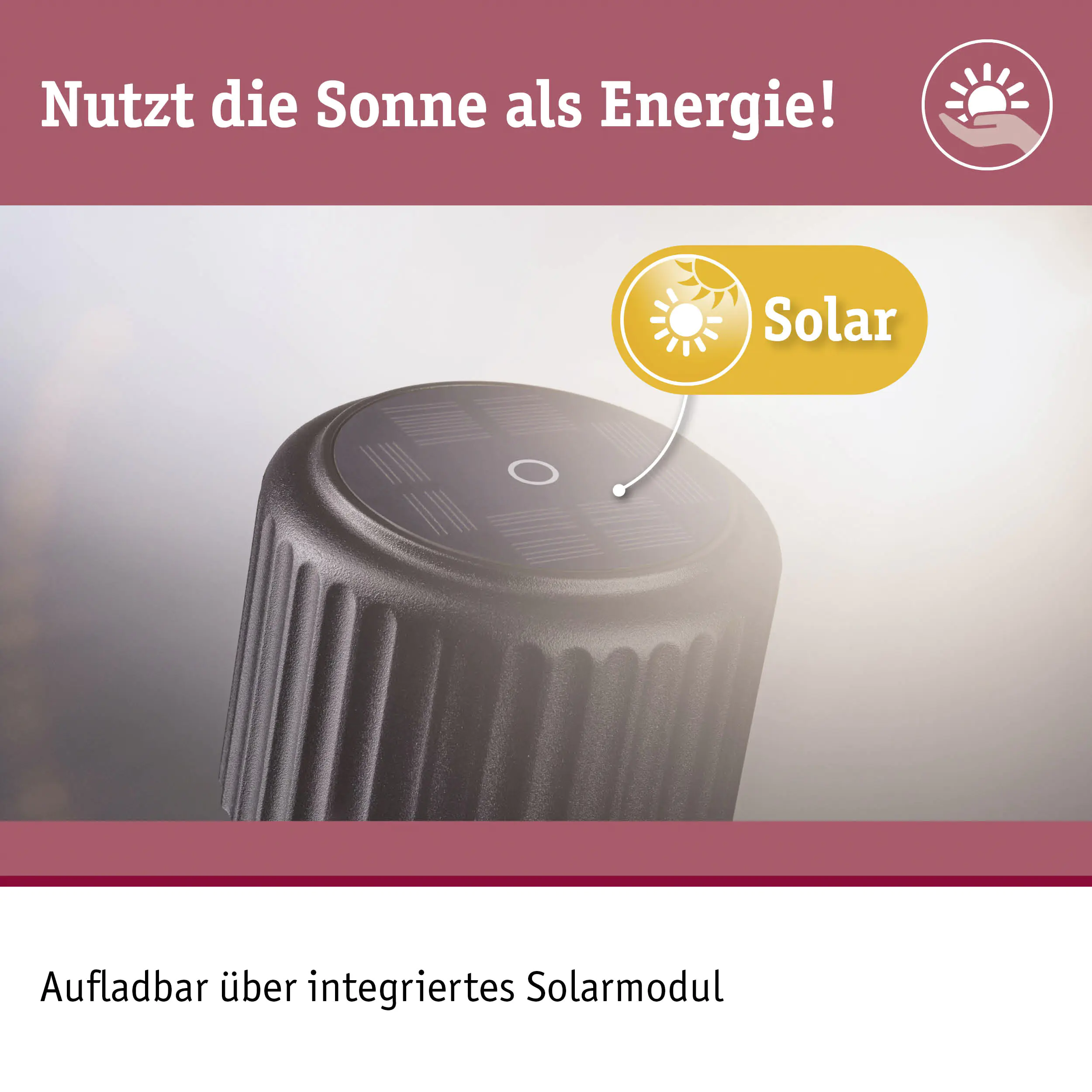 Paulmann Solar-Akku-Tischleuchte Else schwarz 30,5 cm warmweiß 
