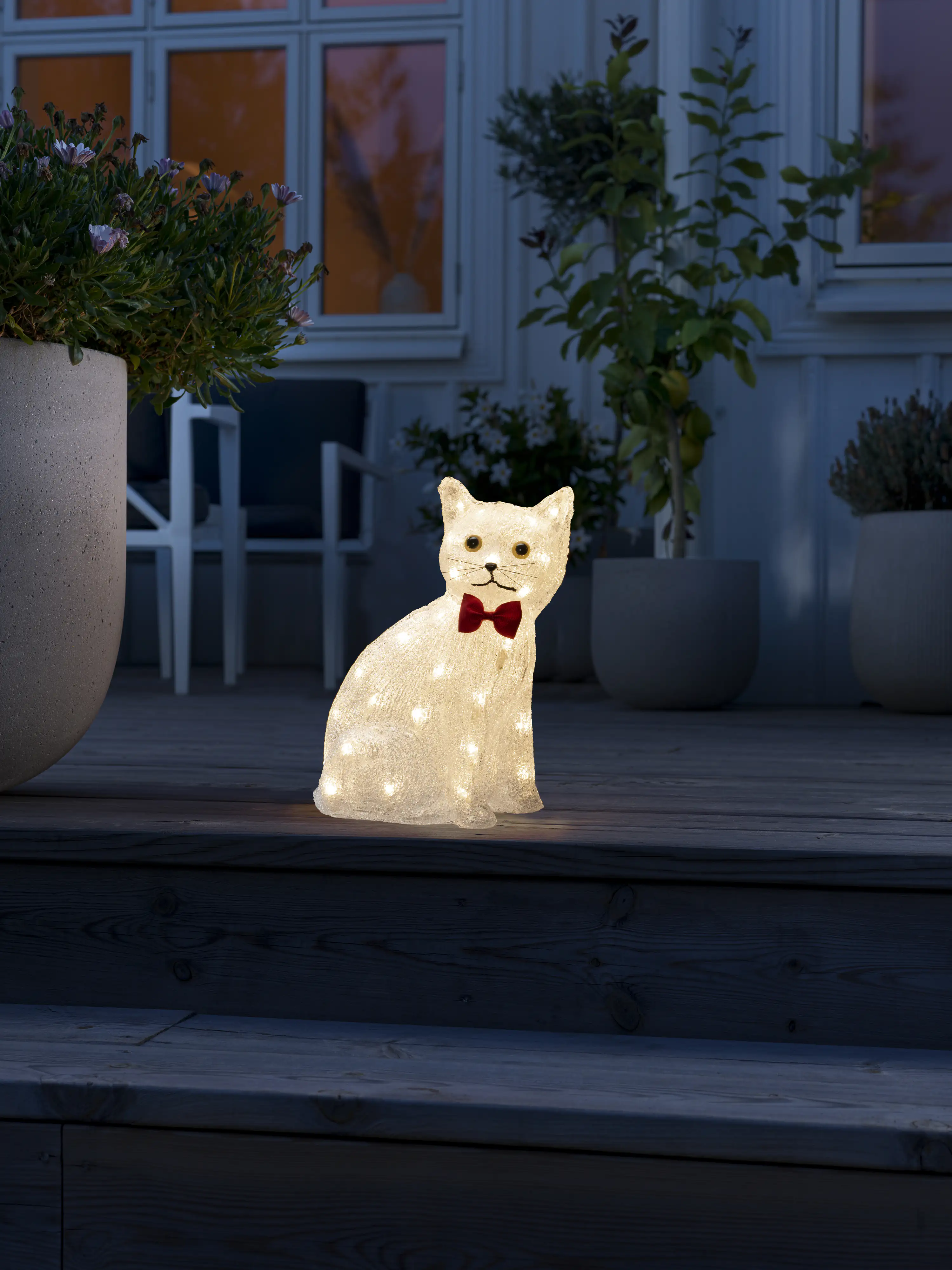Konstsmide LED Acryl Katze sitzend, 40 warm weiße Dioden