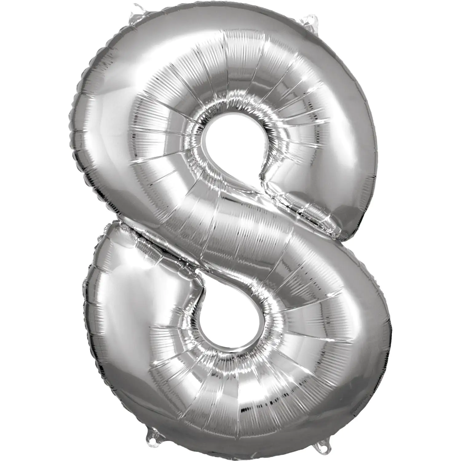 Folienballon Zahl 8 silber 57 cm x 86 cm