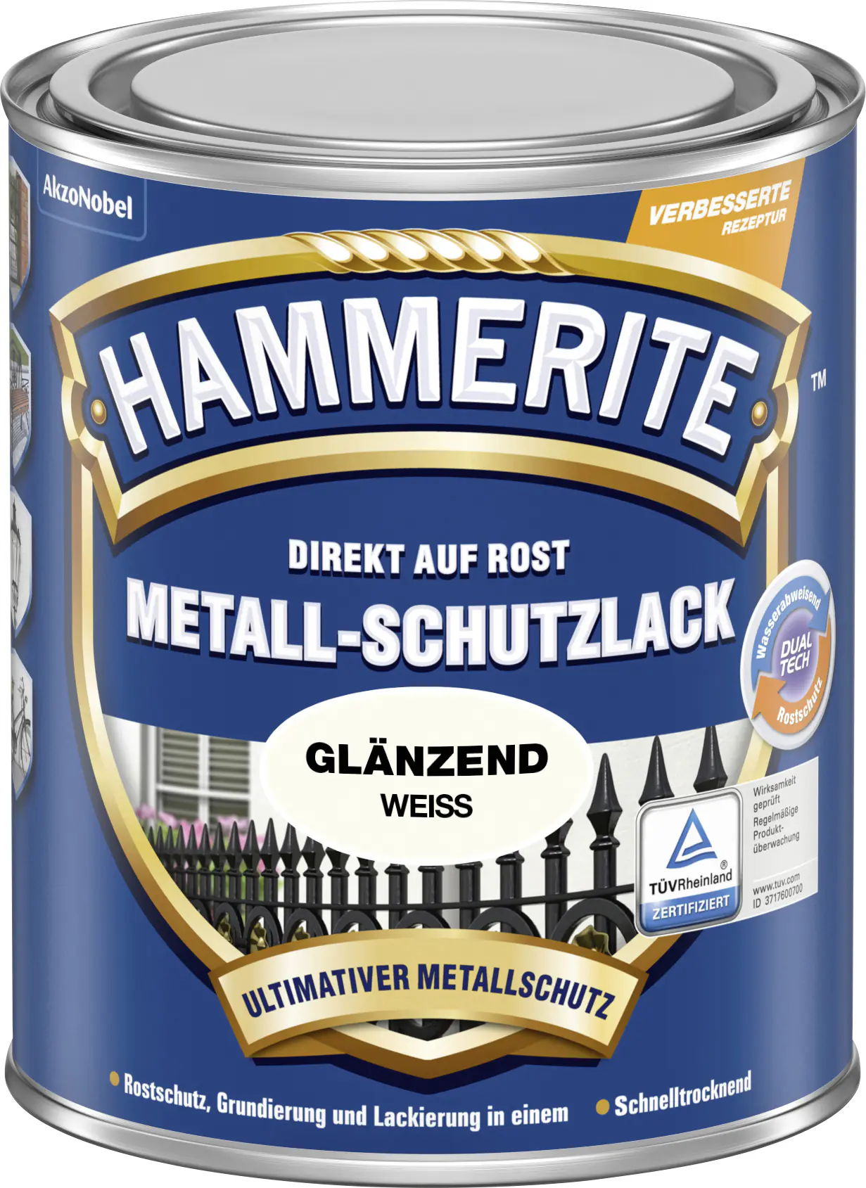 Hammerite Metall-Schutzlack Hammerschlag 750 ml weiß glänzend
