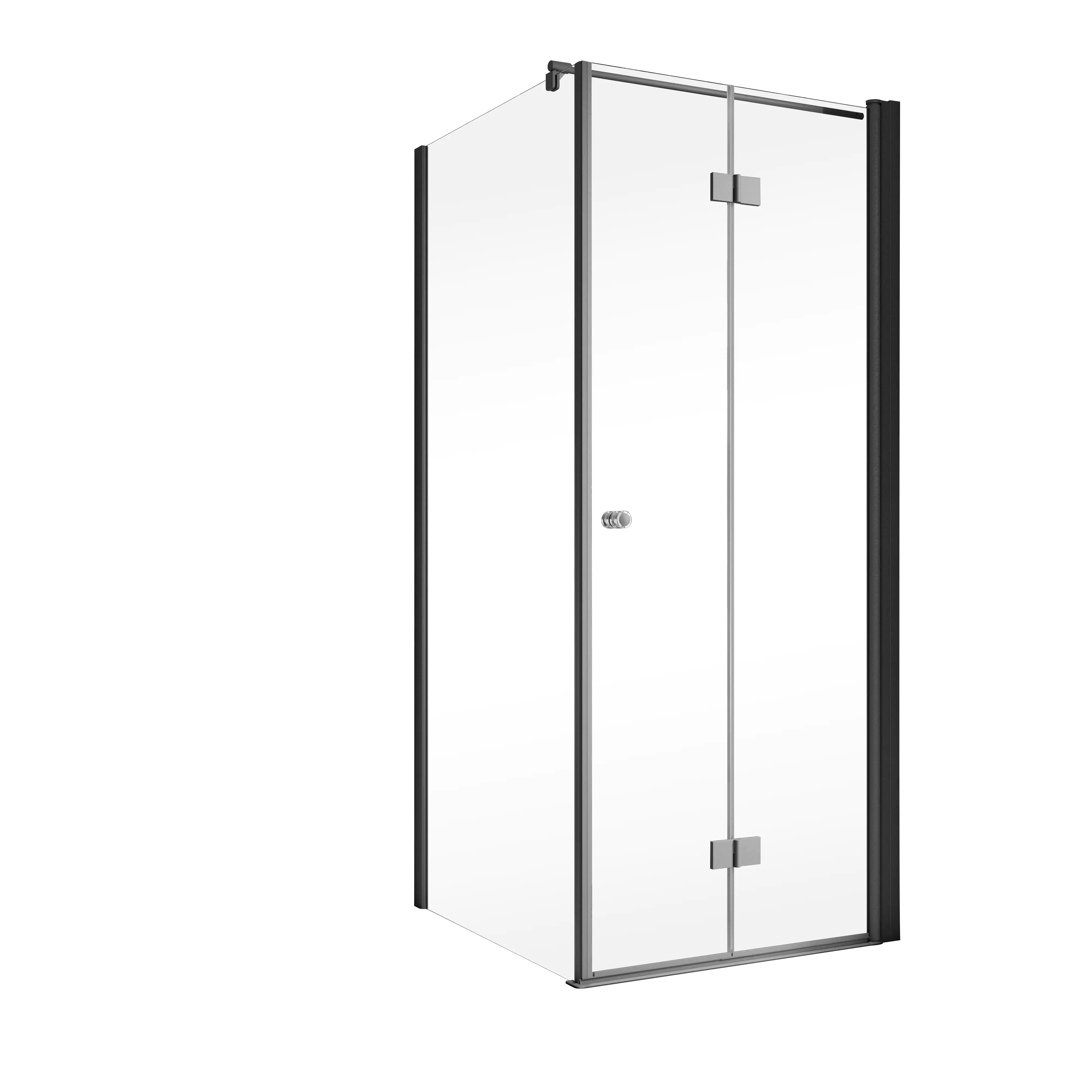 Schulte Drehfalttür und Seitenwand links 90 x 90 x 200 cm Garant 2.0 mattschwarz Türanschlag rechts