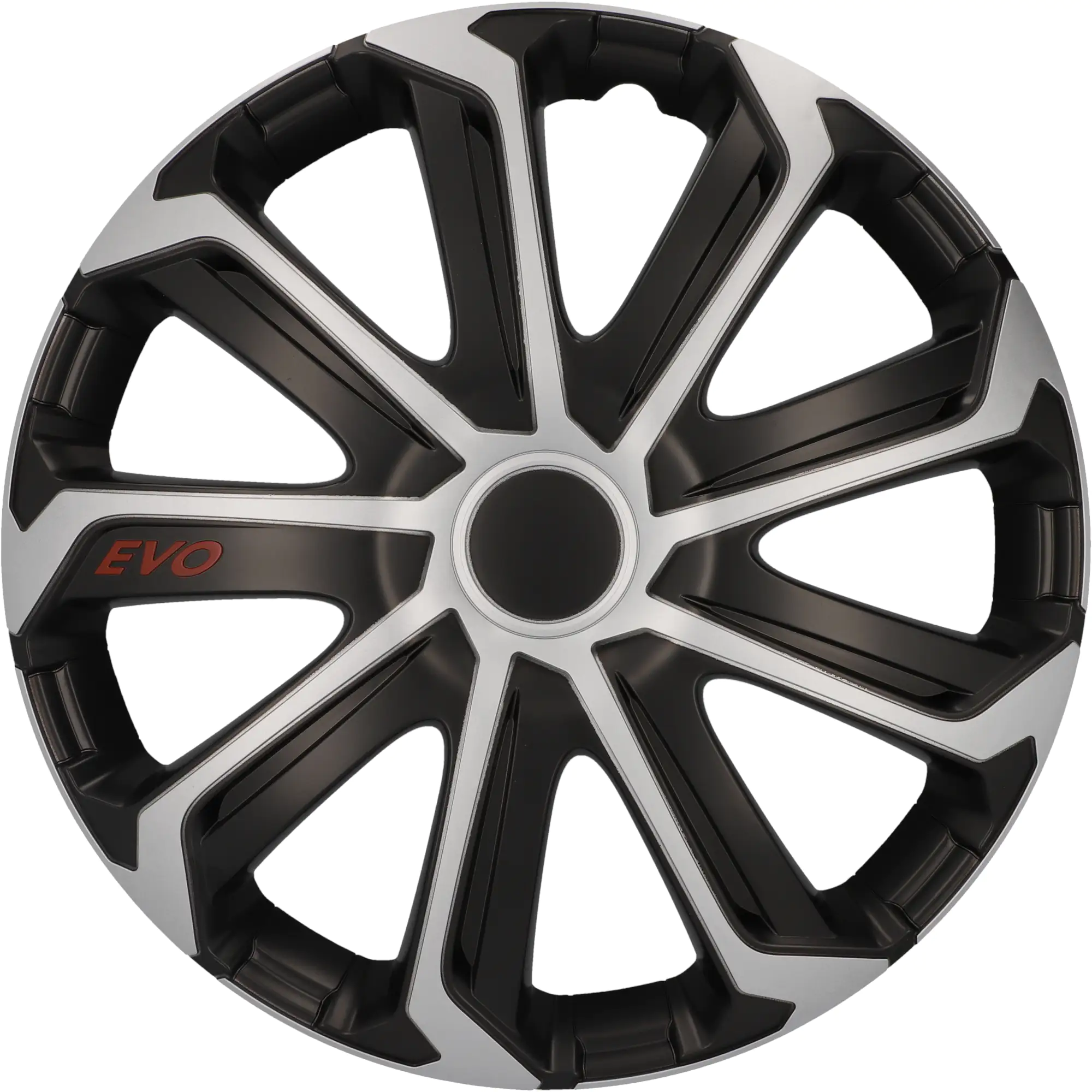 Cartrend Radzierblende EVO 38 cm (15 Zoll) silber schwarz 4 stück