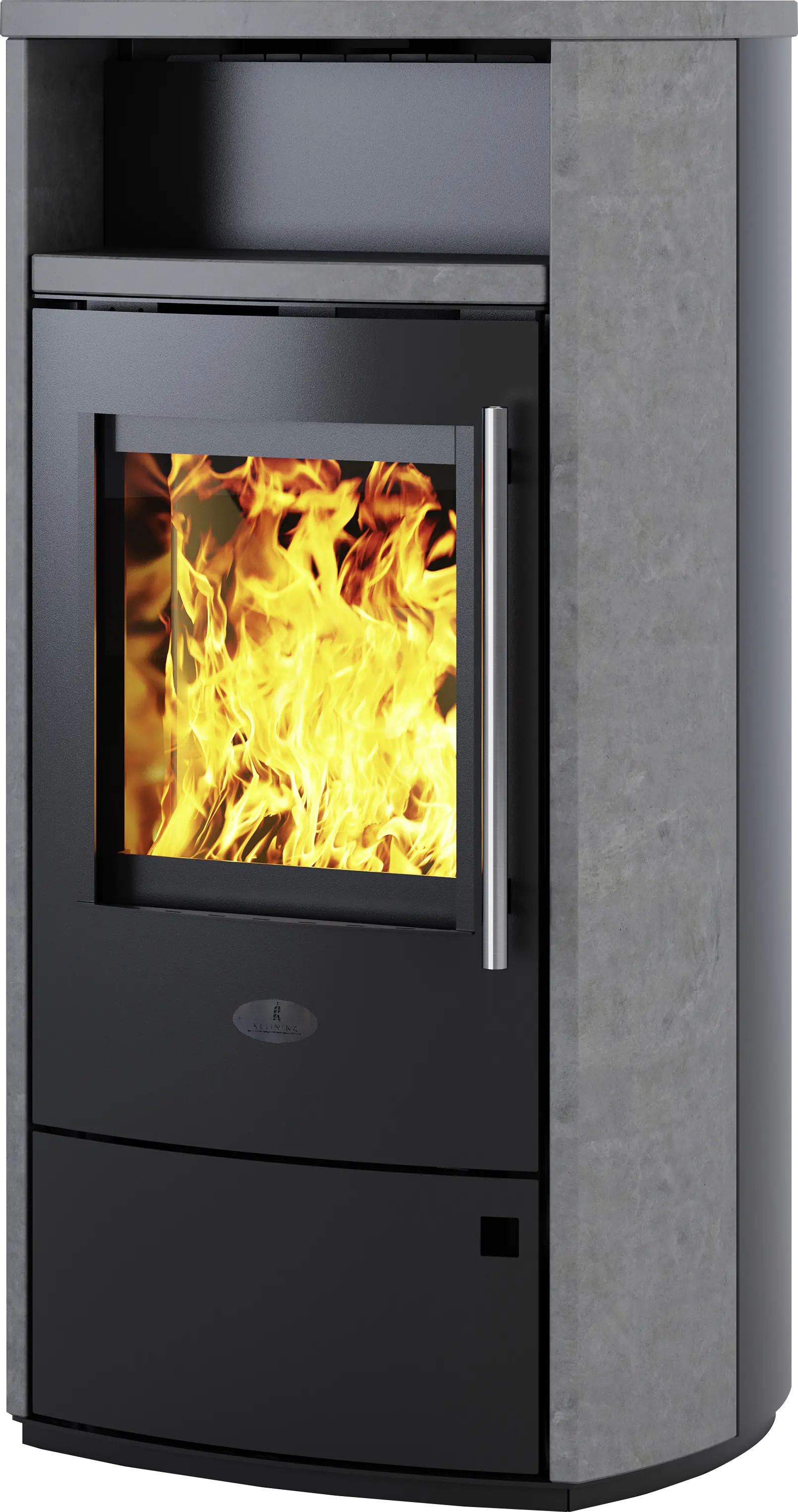 Kleining Kaminofen MAILAND mit Natursteinverkleidung schwarz 6 kW
