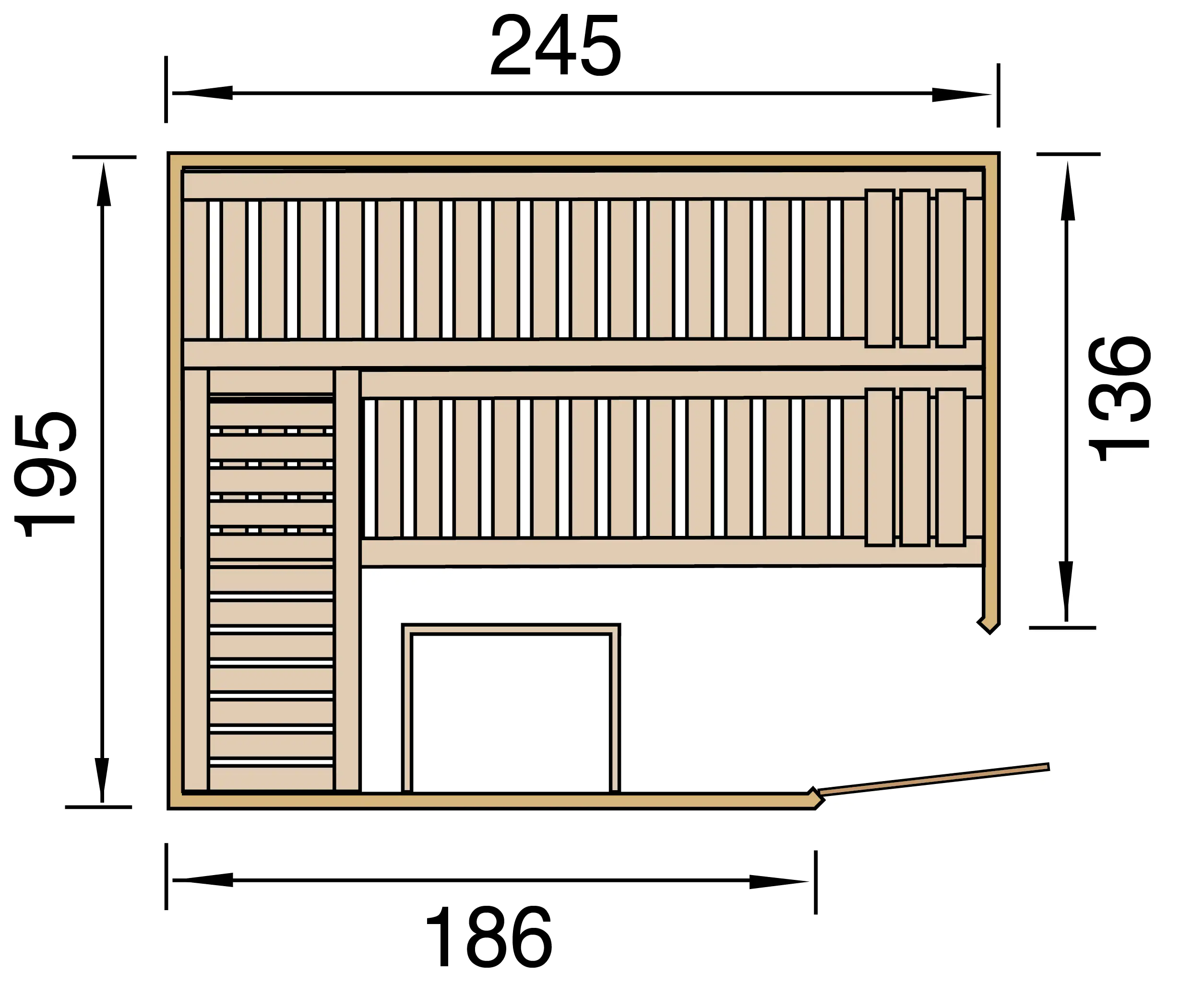 Weka Massivholz-Eck-Sauna Kemi Eck 3 mit Glastür 2 Fenster und Wohlfühl-Paket