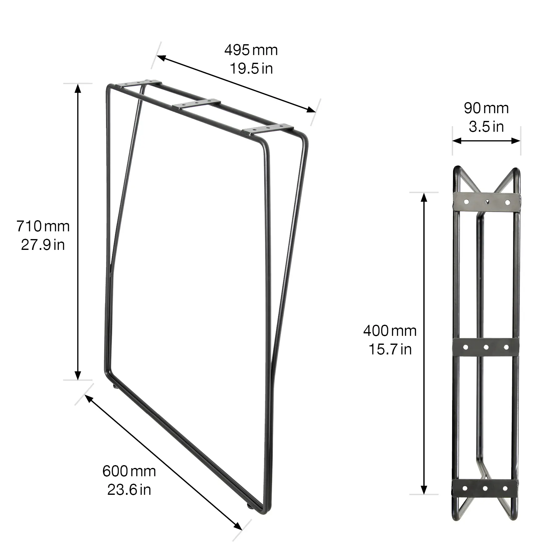 Wagner Tischgestell Hairpin Stahl 71 x 60 cm schwarz matt - 1 Stück