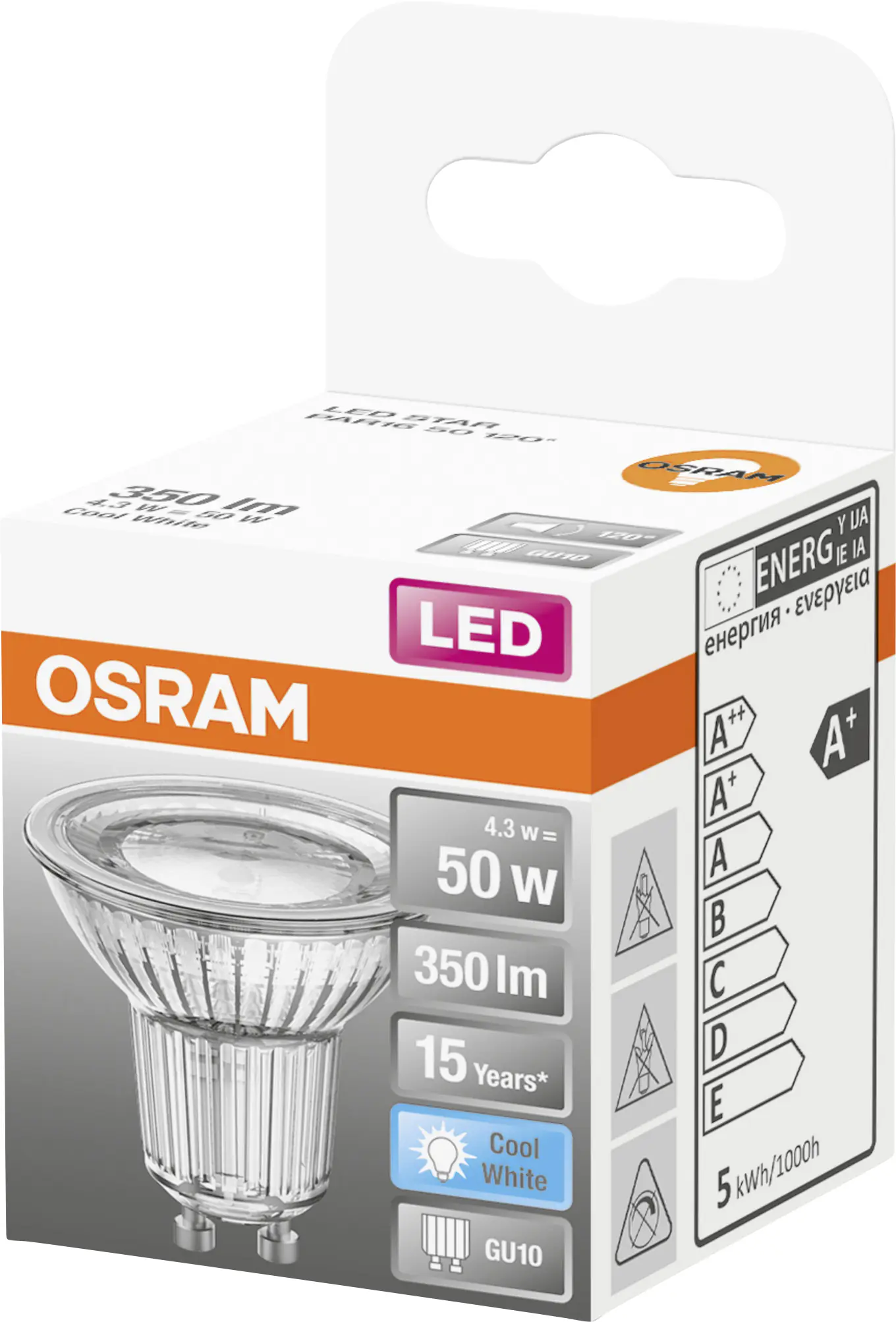 Osram LED Leuchtmittel Reflektor Superstar GU10 4,3W neutralweiß, klar