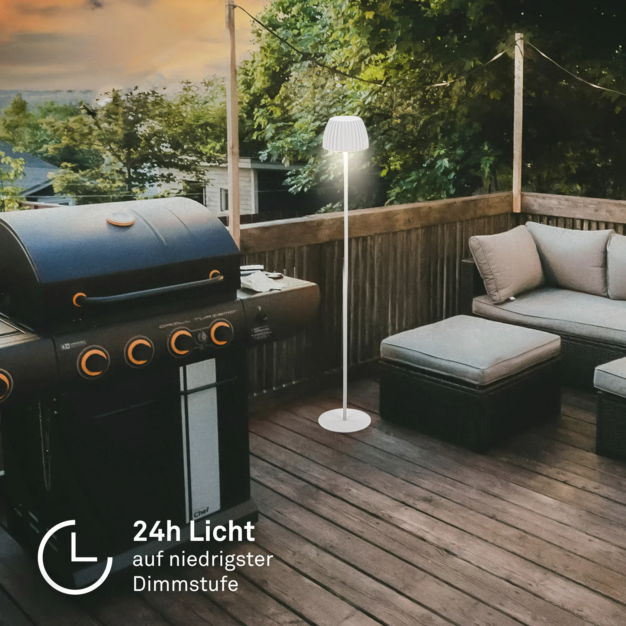 Briloner LED-Stehleuchte Riffle mit Akku weiß dimmbar