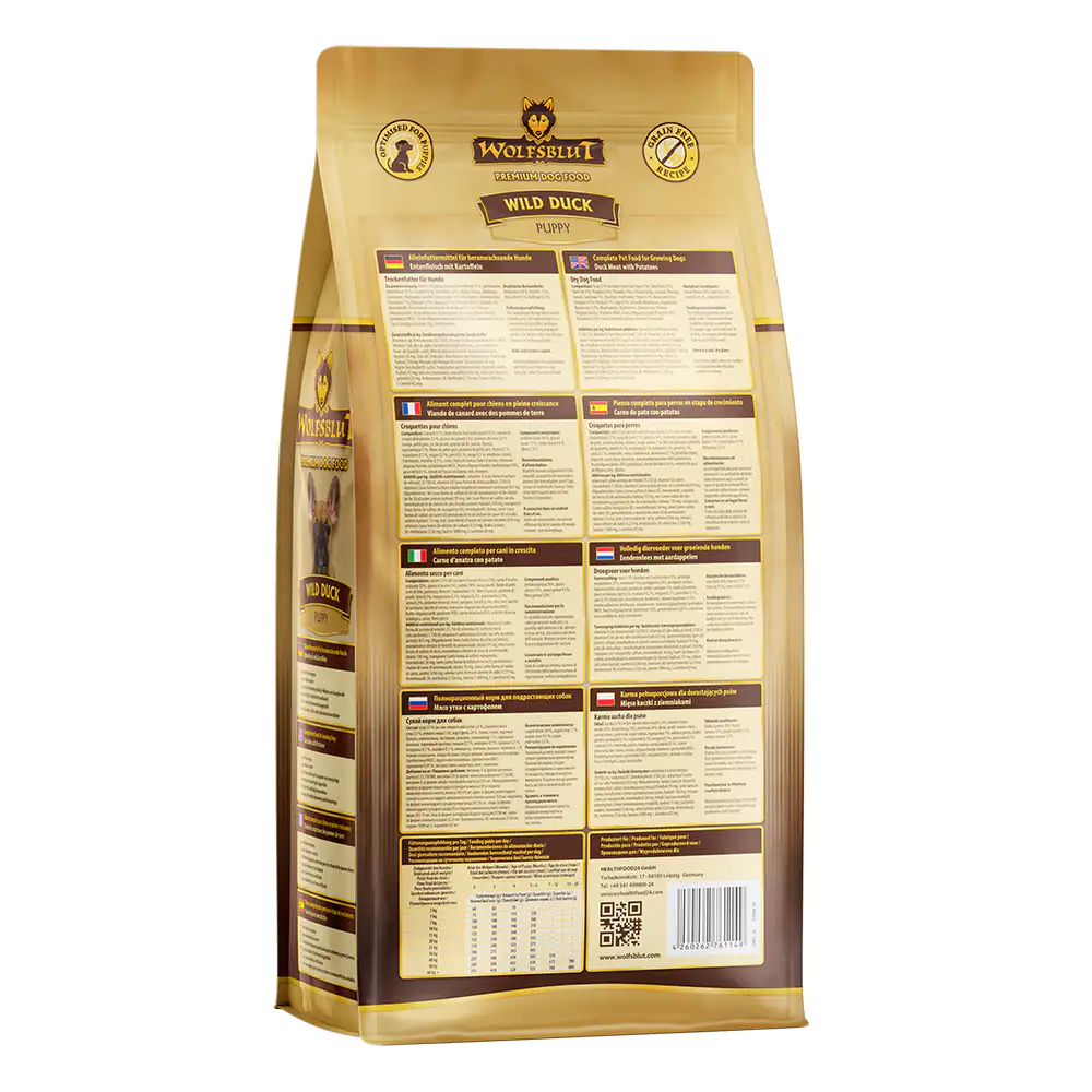 Wolfsblut Wild Duck Puppy Hundetrockenfutter Junior getreidefrei 2 kg Ente