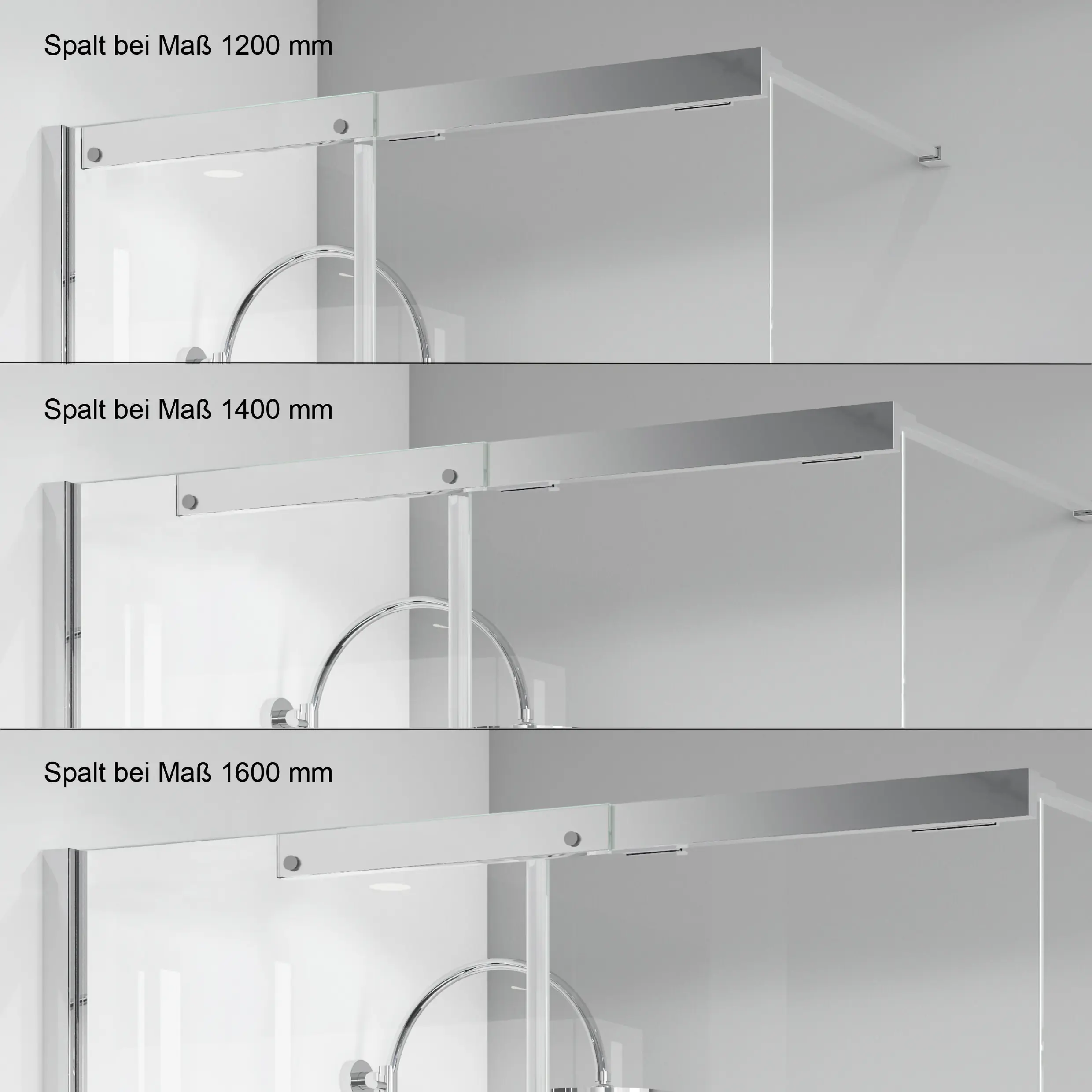 Breuer Schiebetür Dusche Panorama 160 x 200 cm Alu chrom Anschlag rechts
