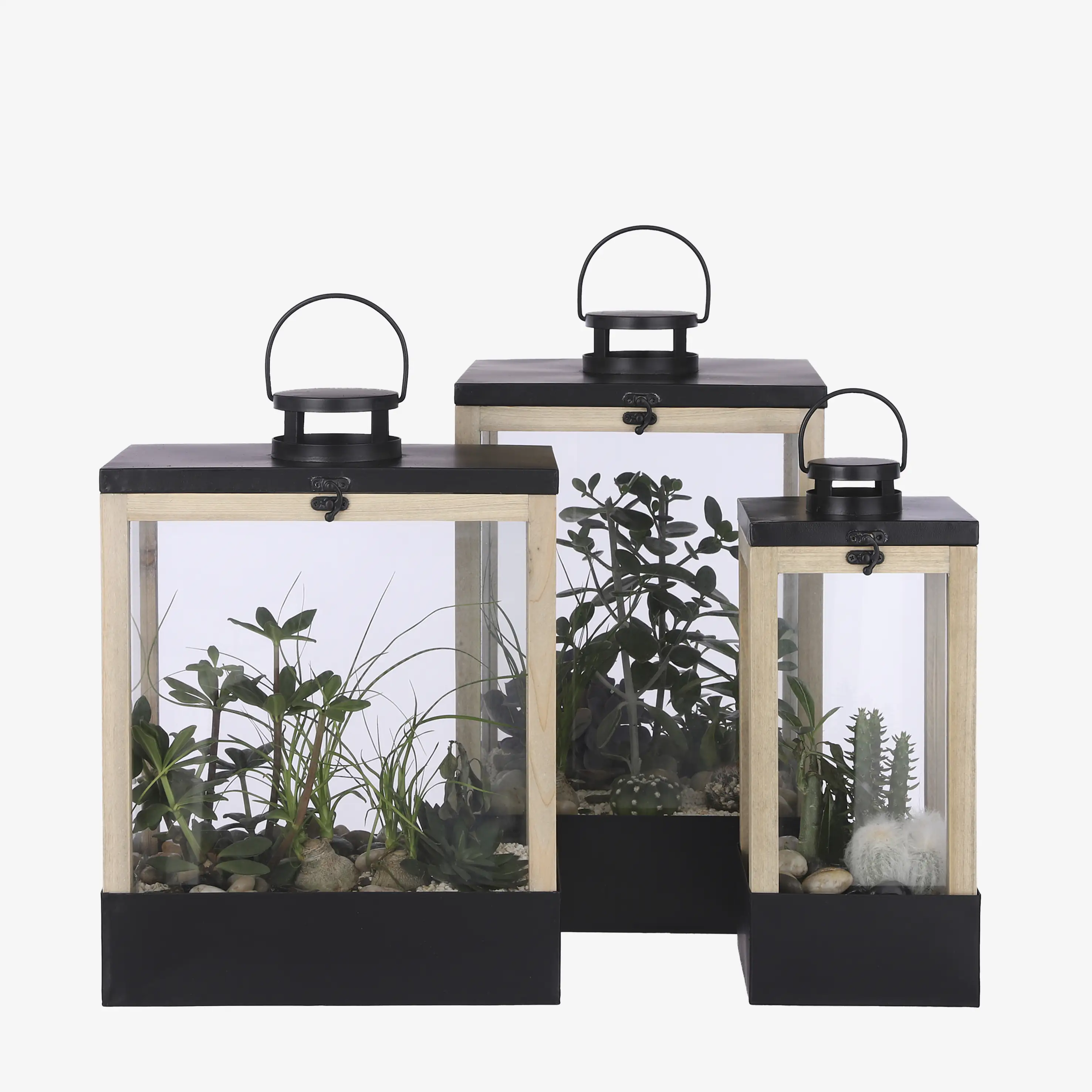 Mica Treibhaus Laterne Halton schwarz, 25 x 25 x 42 cm