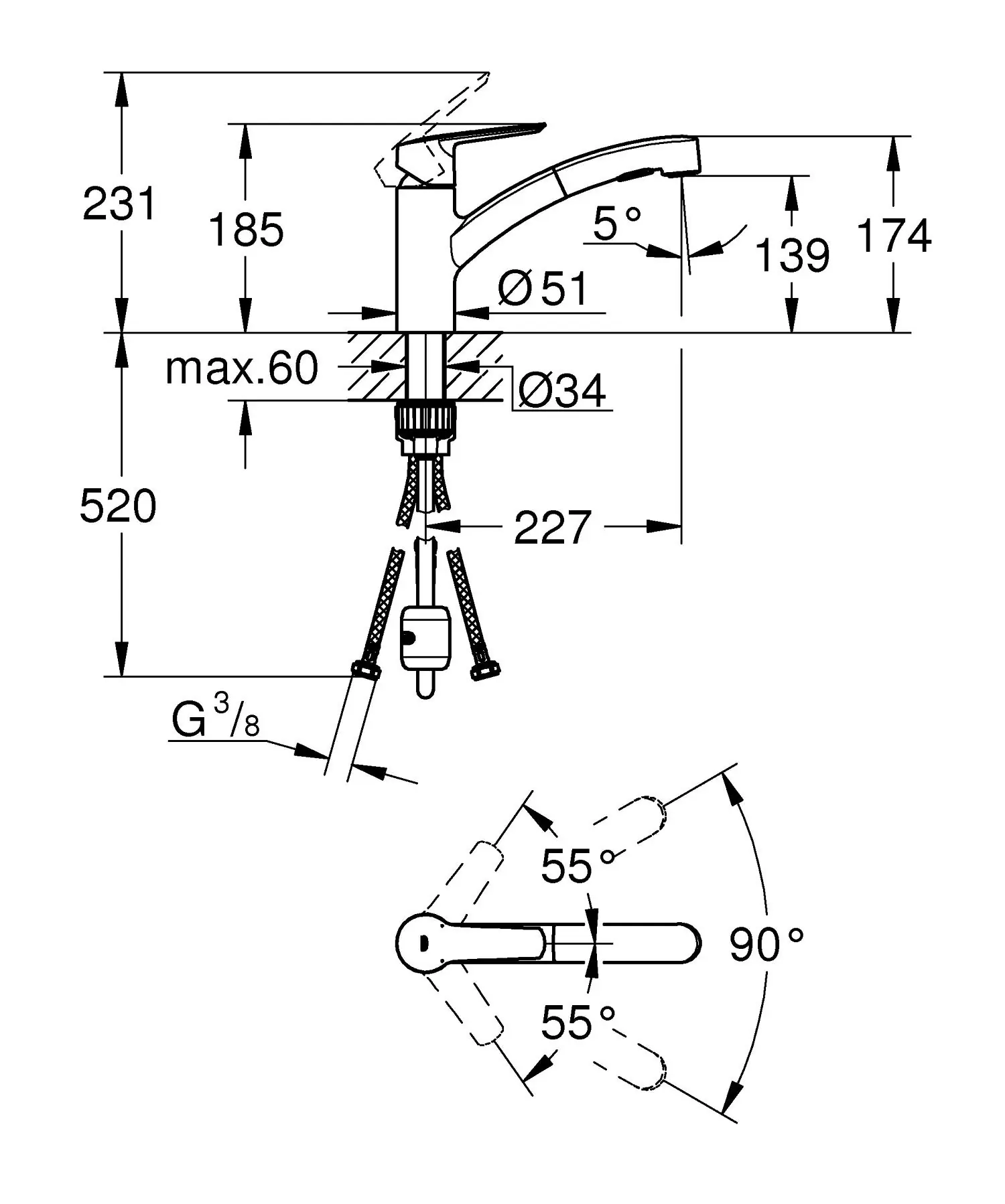 Grohe Quickfix Küchenarmatur START schwarz matt mit Handbrause