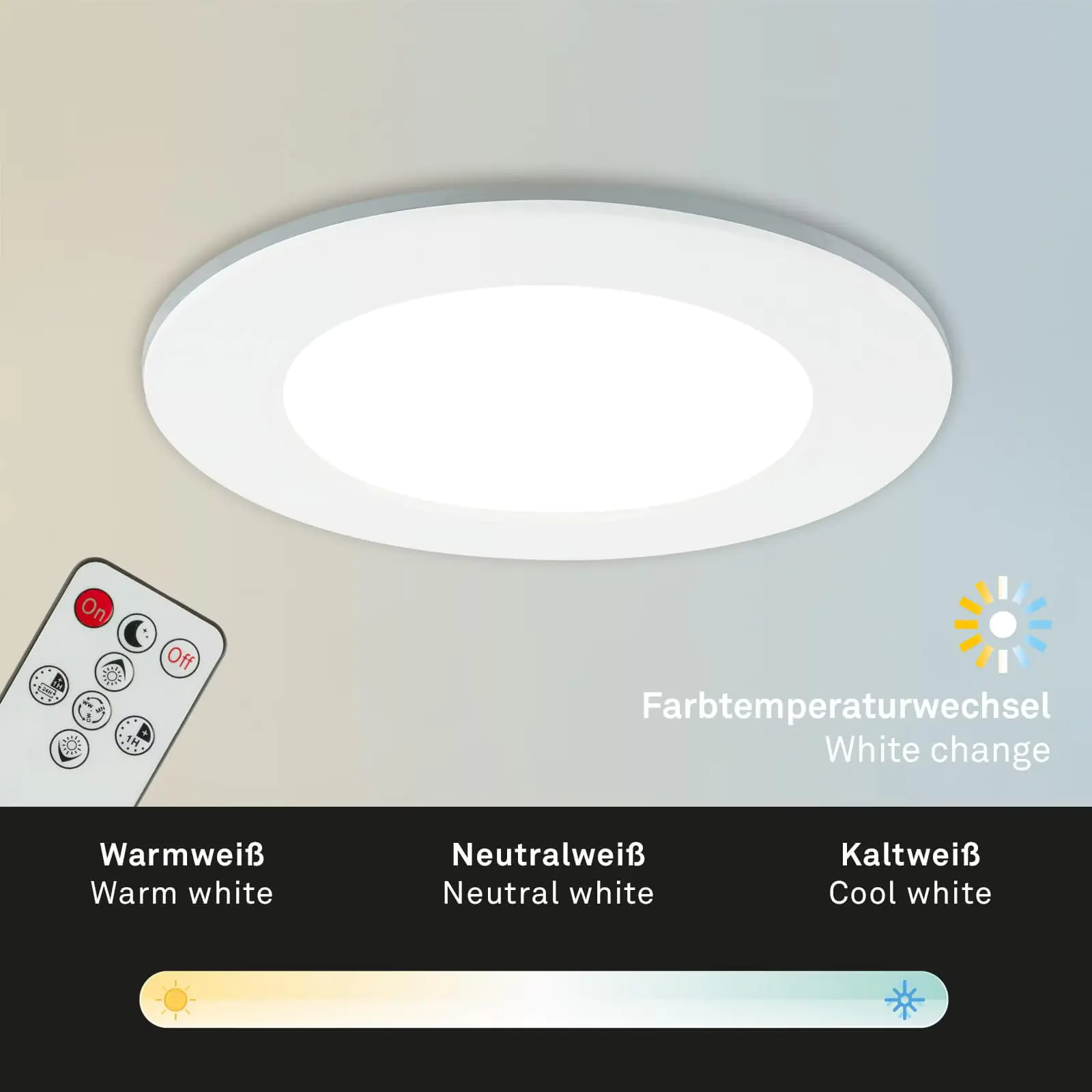 Di-Ka LED Einbauleuchte Fungo CCT 3er Set weiß Ø 9,2 cm 4,8W dimmbar