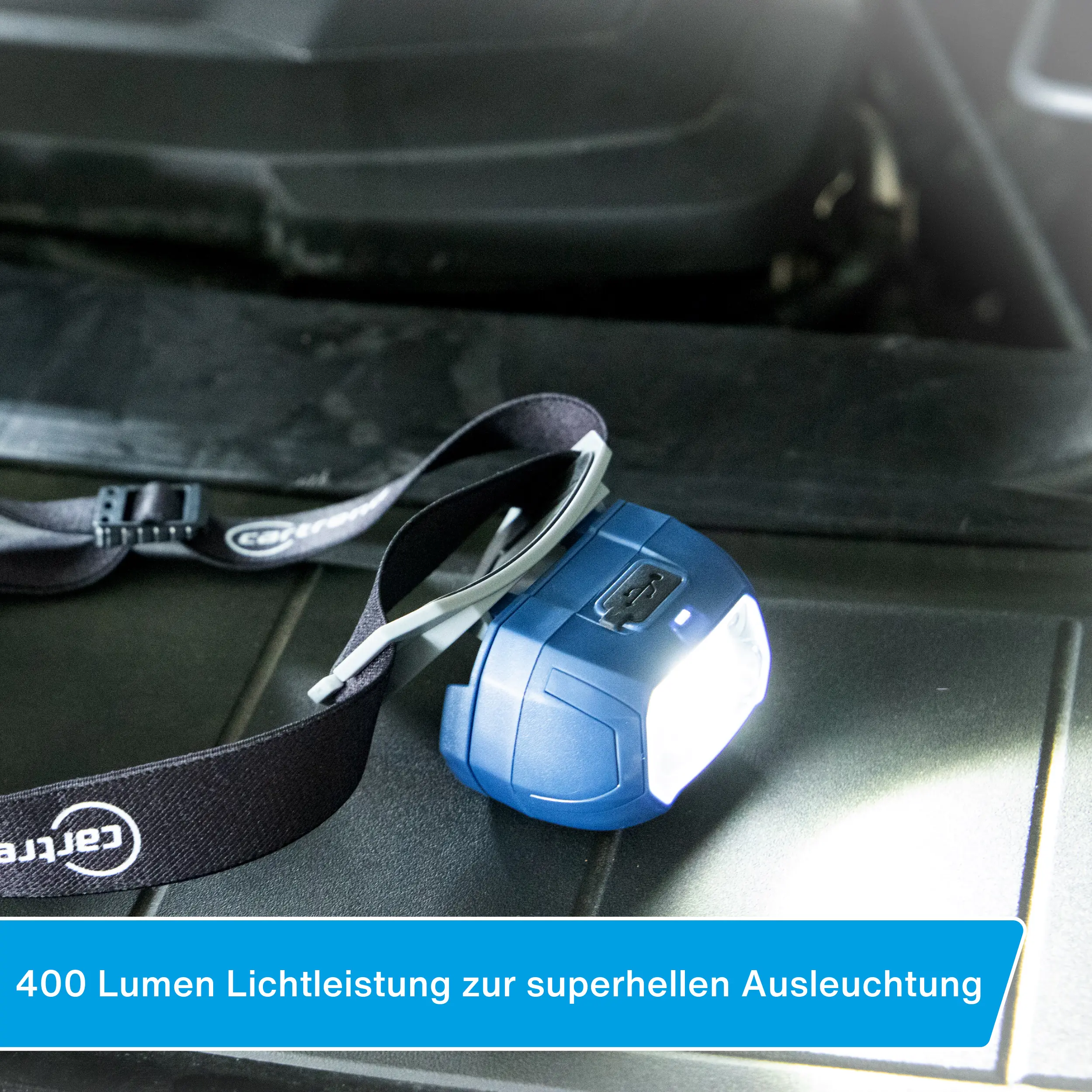 Cartrend LED-Stirnlampe 400 Lumen schwarz-blau