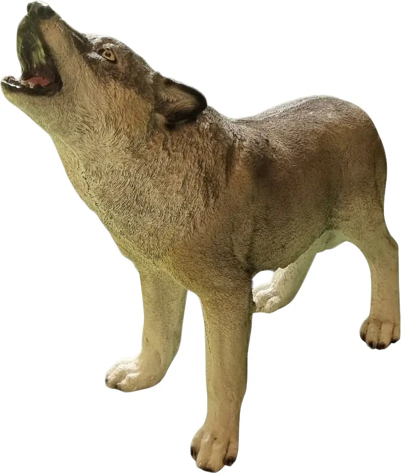 Dekofigur Wolf Kopf hoch 46 x 48 cm grau