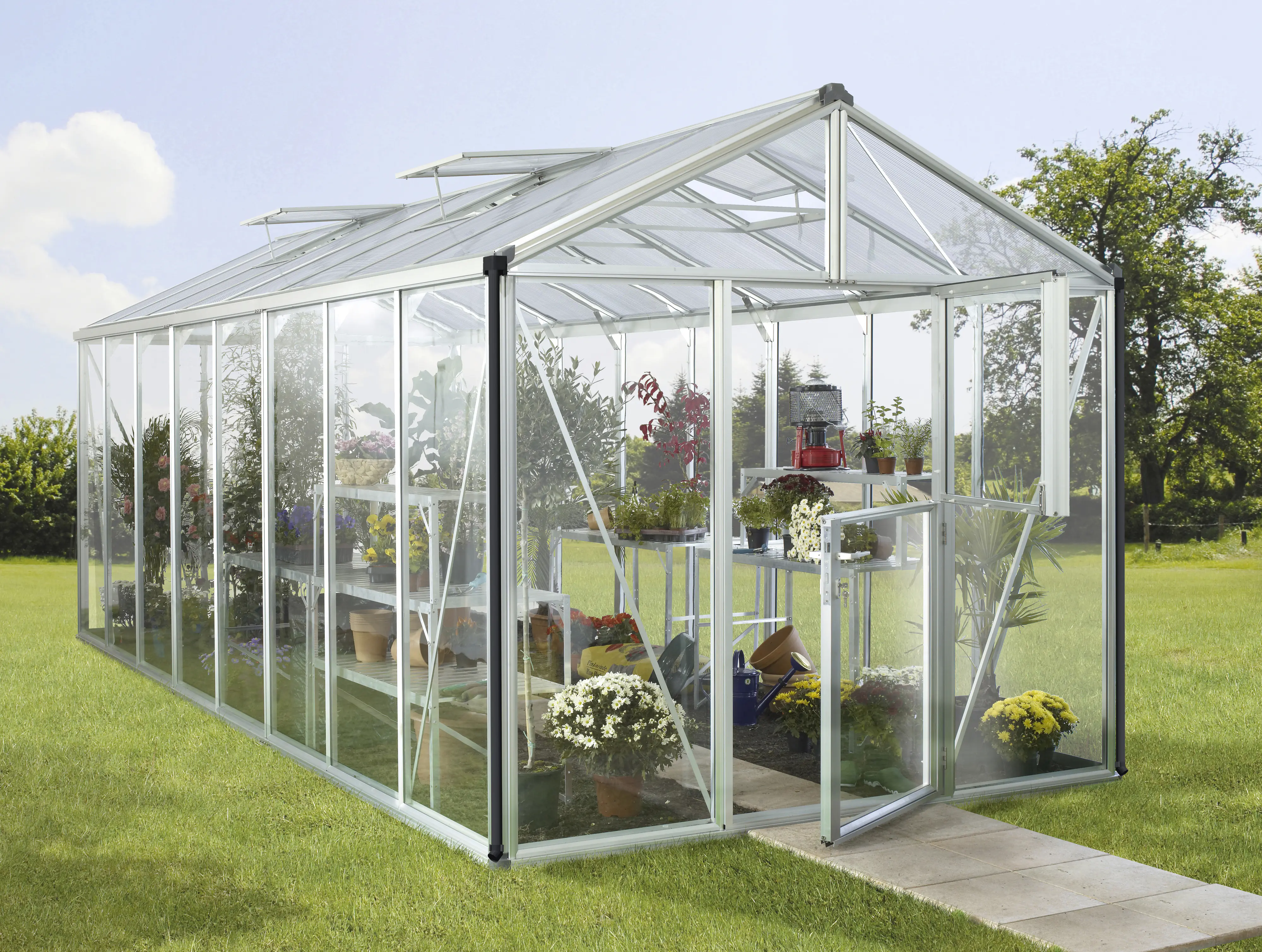 Vitavia Gewächshaus-Set Zeus 15700 ESG/HKP alu 266 x 621 cm 