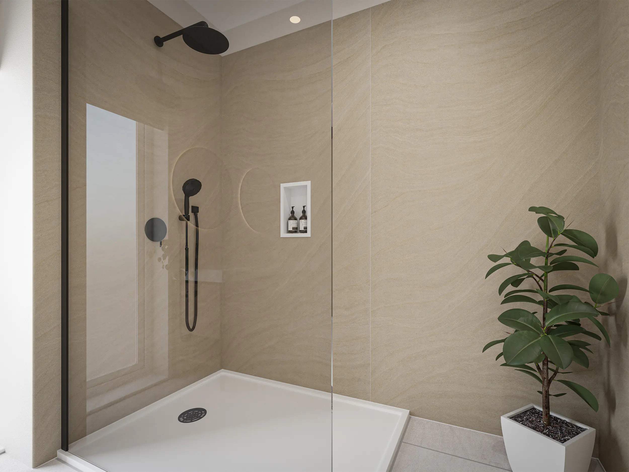 Wetwall Elite Wandpaneel  Sandstone 16 x 242 cm mit abgerundeter Abschlusskante