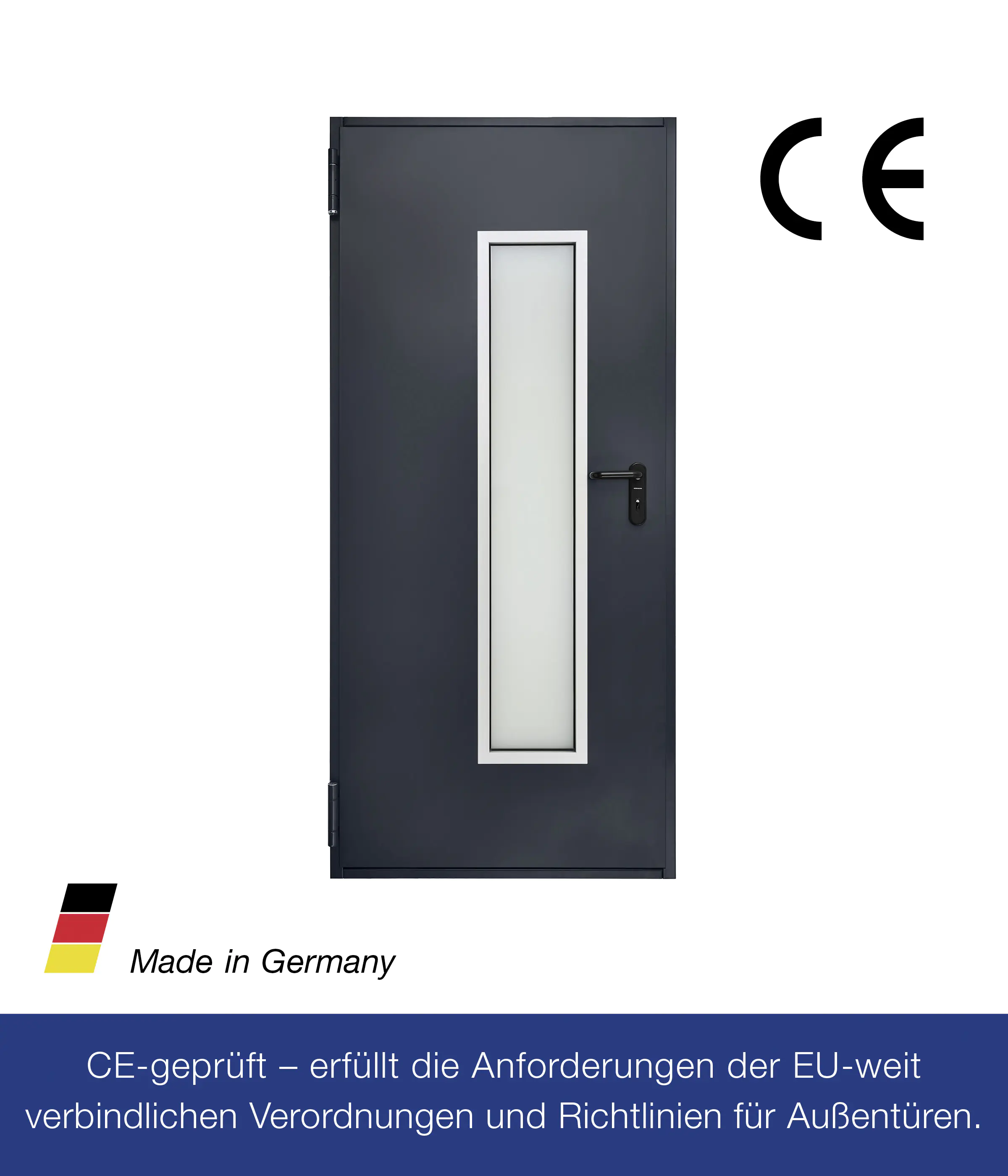 Hörmann Kellertür mit Lichtausschnitt anthrazitgrau 100 x 200 cm Links/Rechts