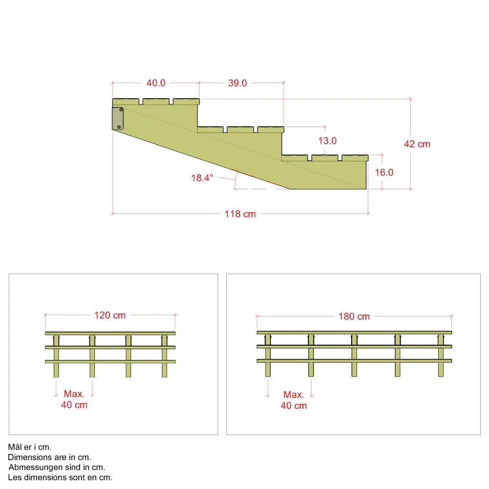 Plus Außentreppe Kiefer 3 Stufen 180 cm breit Schritttiefe 39 cm