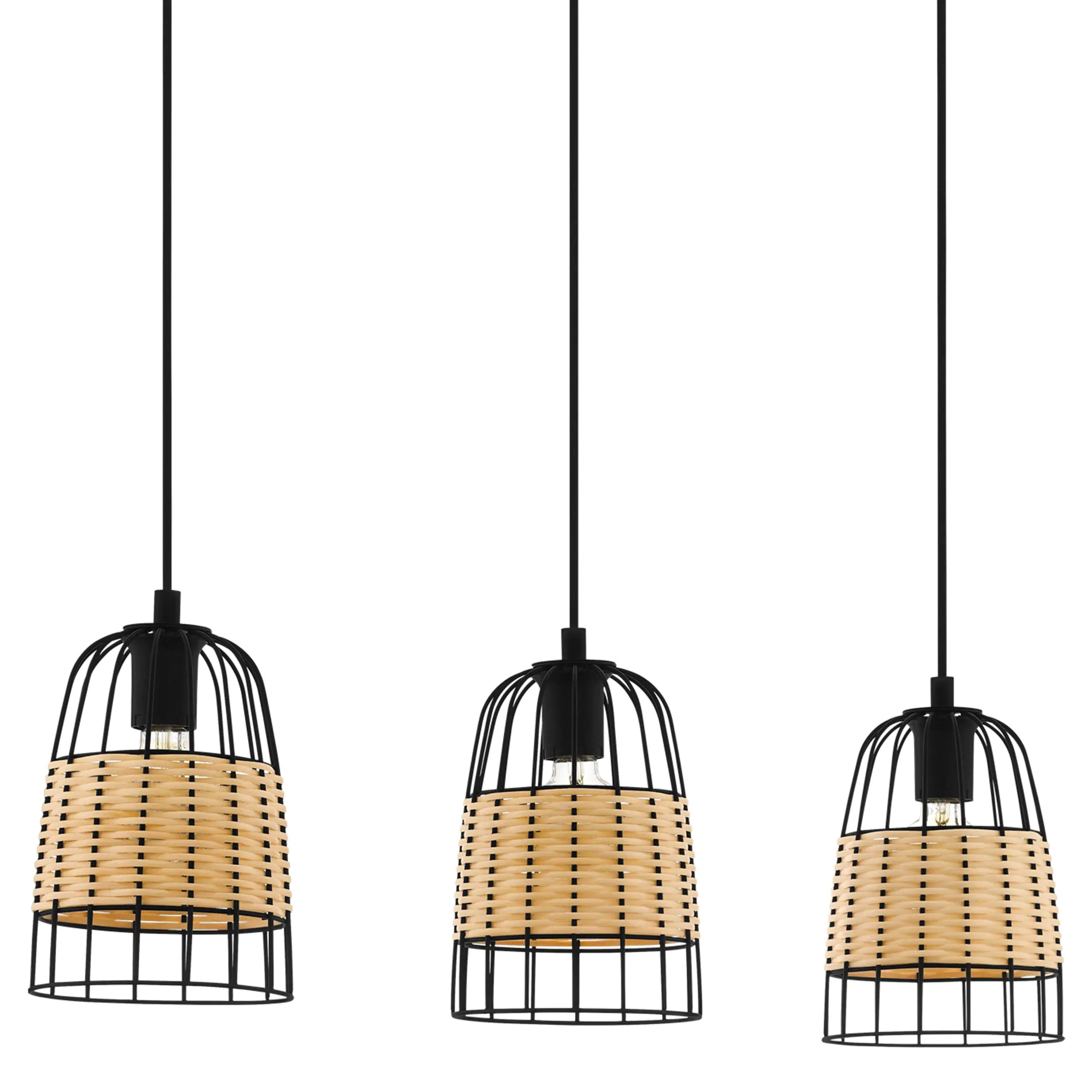 Eglo 3er Pendelleuchte Anwick natur 88 x 18 cm E27, max. 60 W
