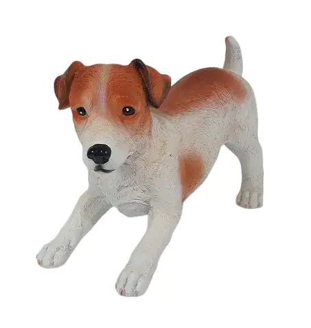 Dekofigur Jack Russel stehend 25 x 17 x 40 cm weiß-braun