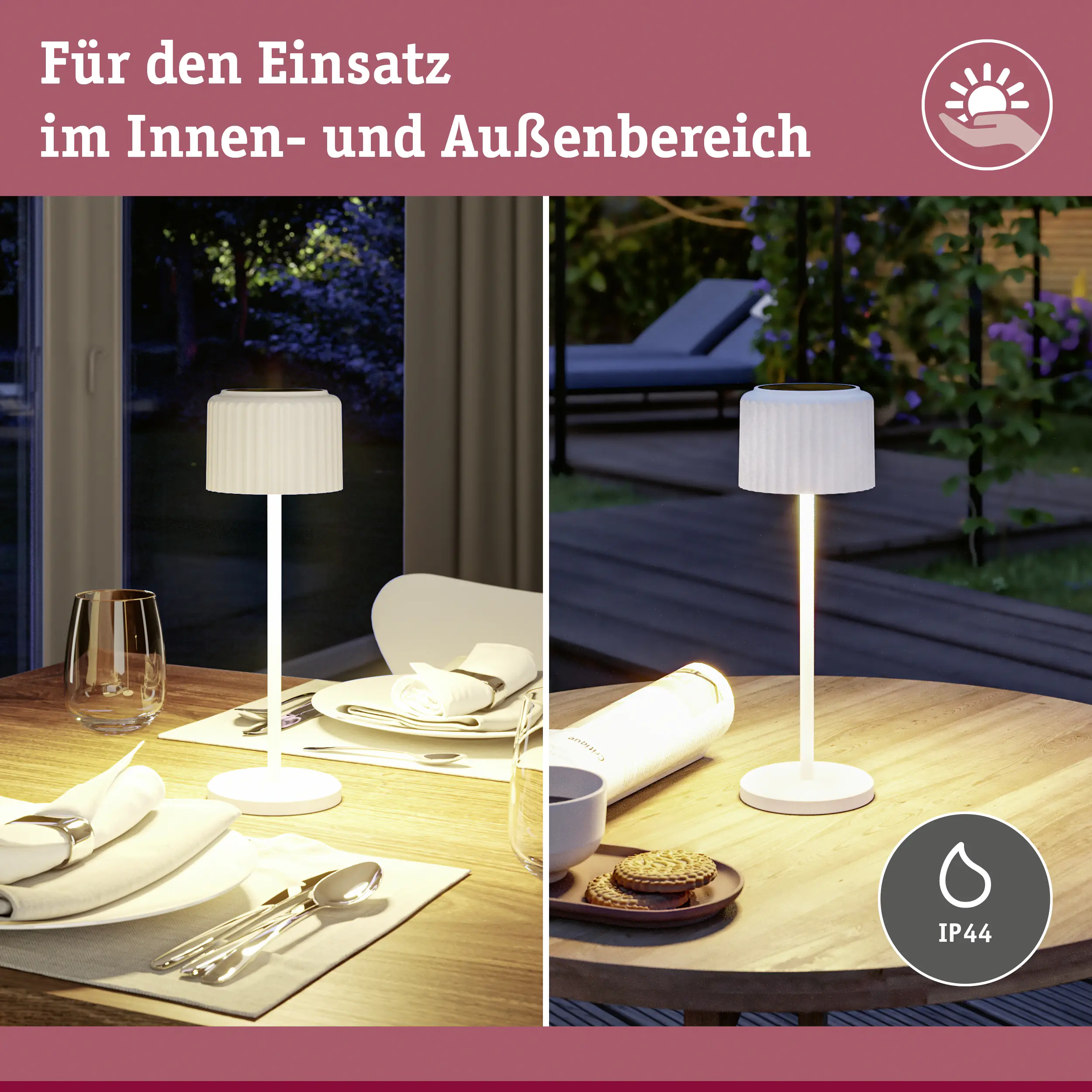 Paulmann Solar-Akku-Tischleuchte Else weiß 30,5 cm warmweiß 