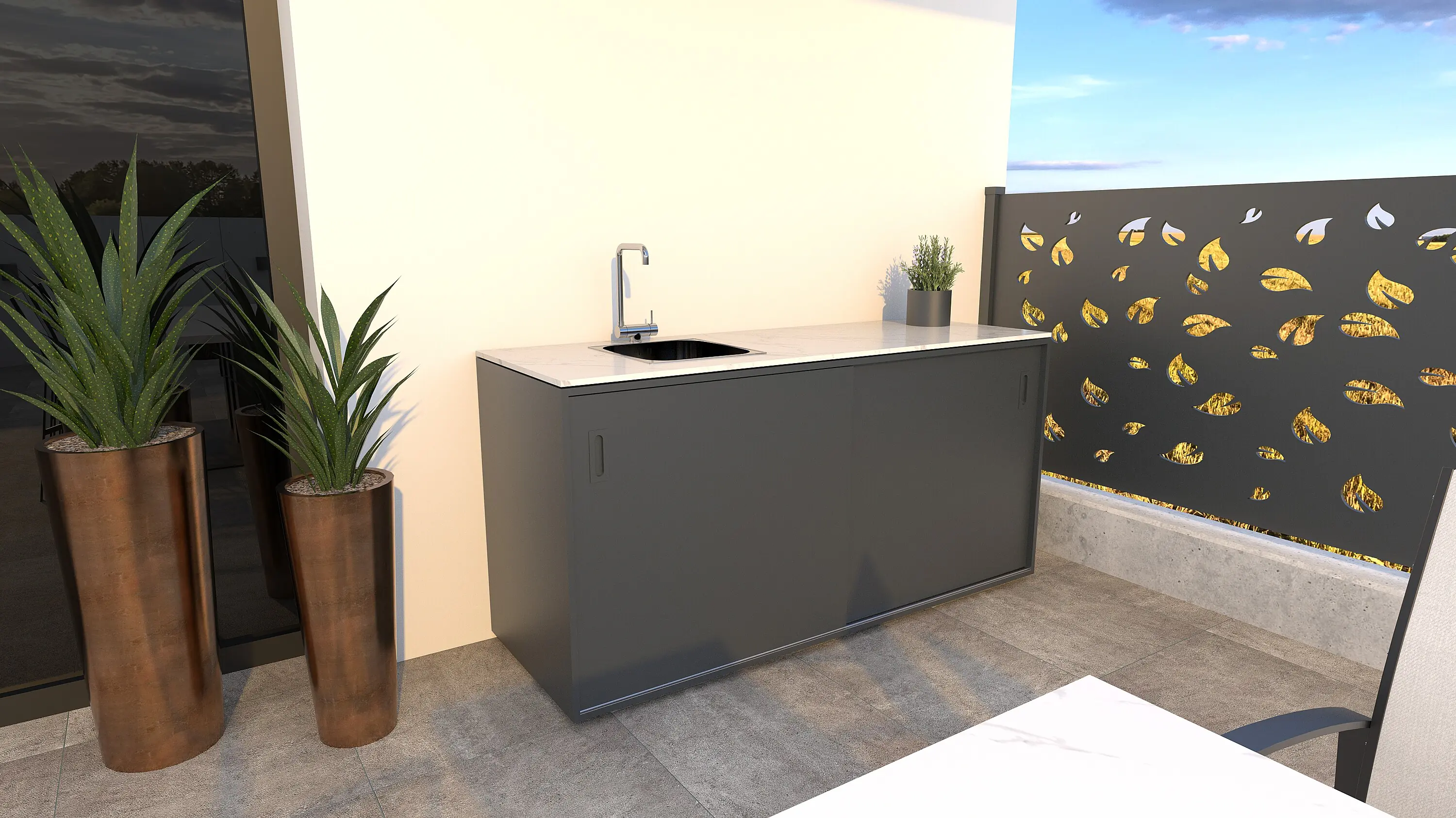Bellano Living Element für Outdoorküchen inkl. Spüle links und 2 Türen anthrazit