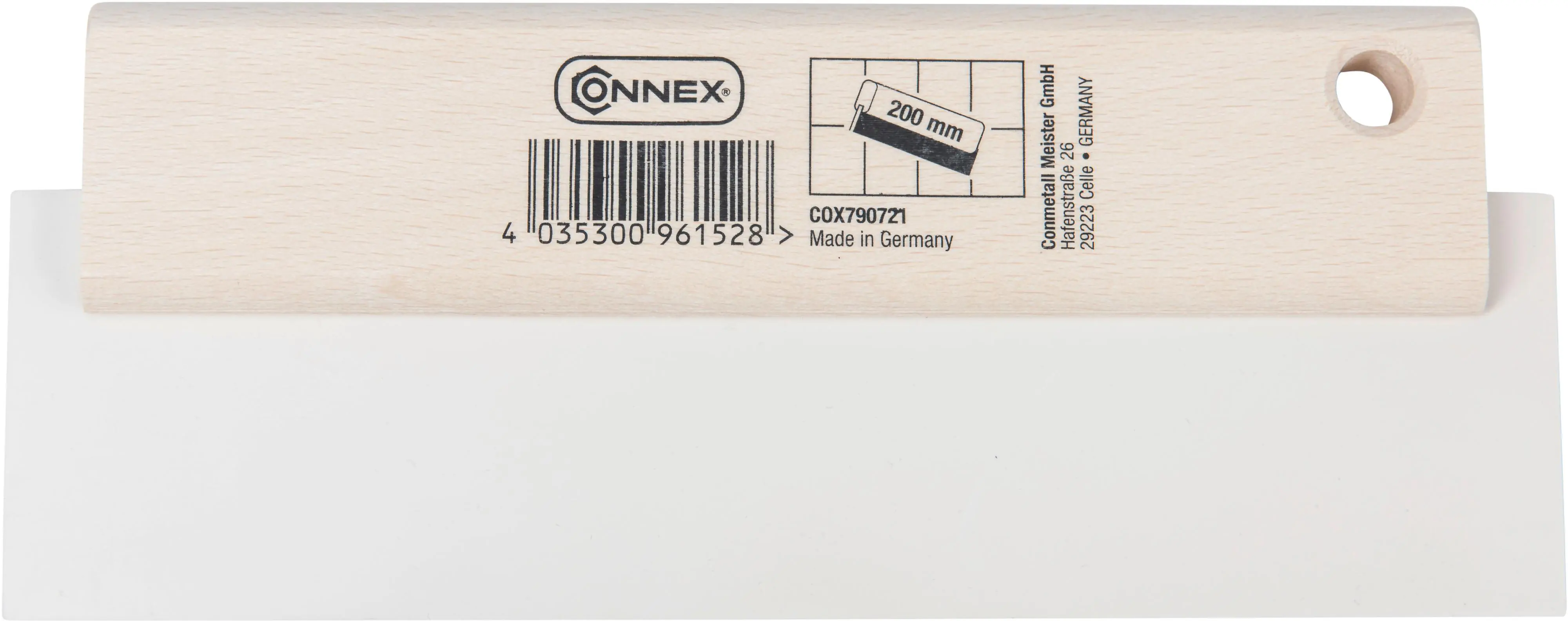 Connex Fugengummi 200 mm weiß Abriebfestes Gummiblatt weiß mit Holzrücken