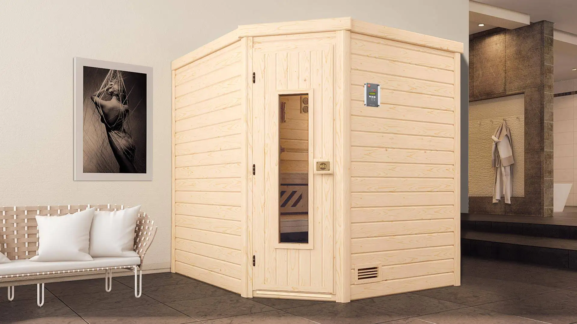 Weka Premium Massivholz-Sauna Turku Gr. 2 Sparset 7,5 kw OS