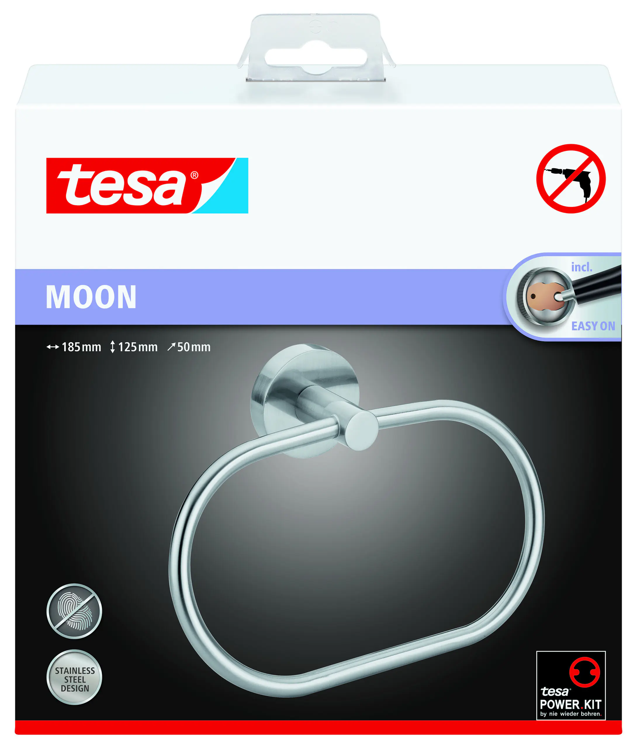 tesa Handtuchring Moon Edelstahloptik
