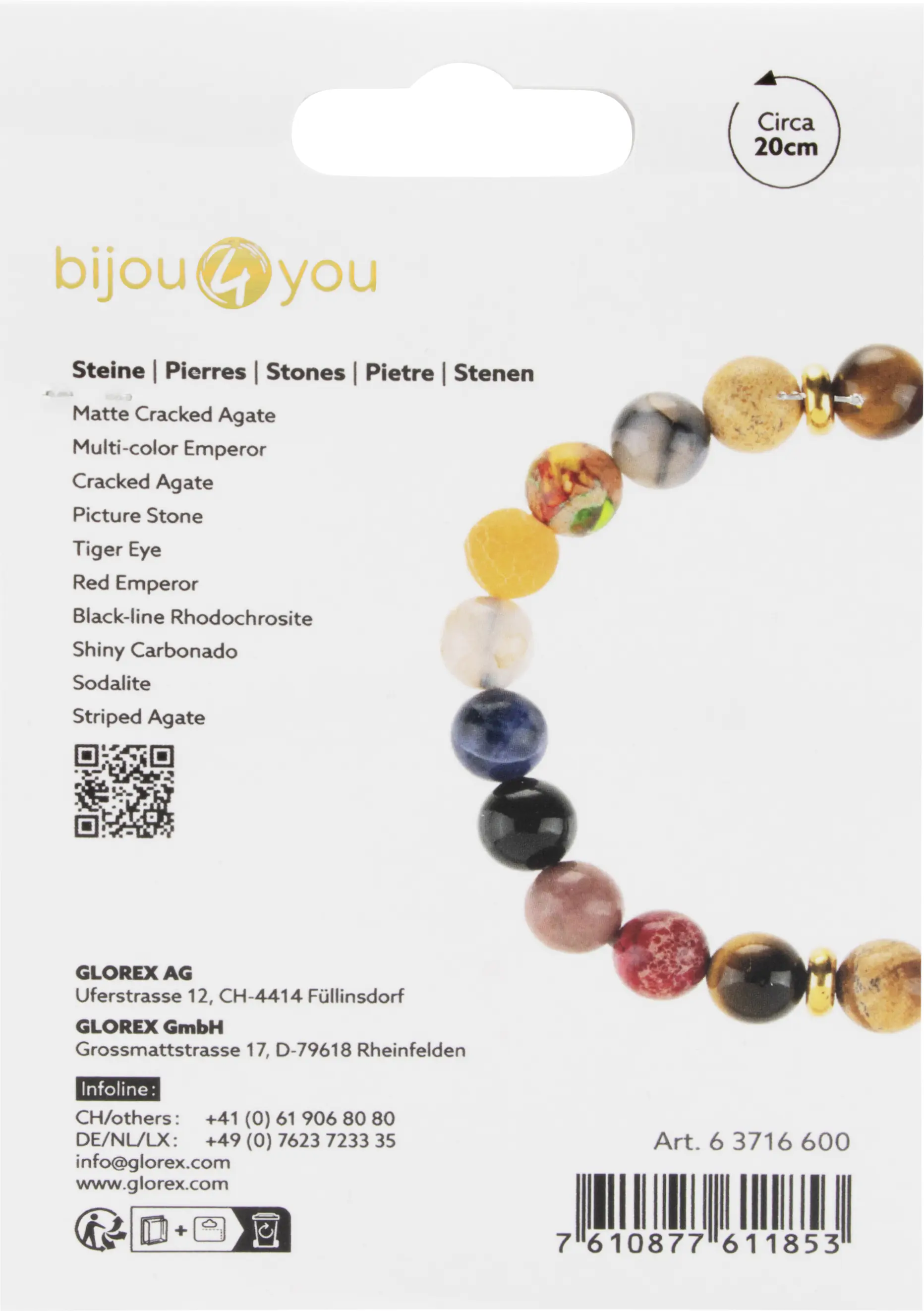 Glorex Armband Naturstein DIY bunt 10 mm