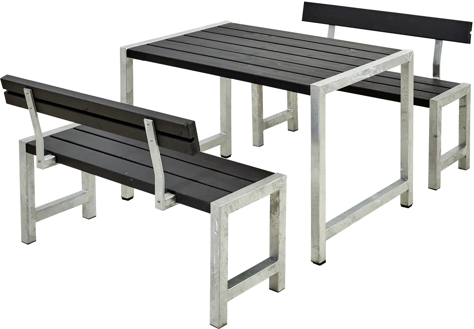 Plus Cafegarnitur Tisch und 2 Bänke & 2 Rückenlehnen   RAL 9005 Schwarz