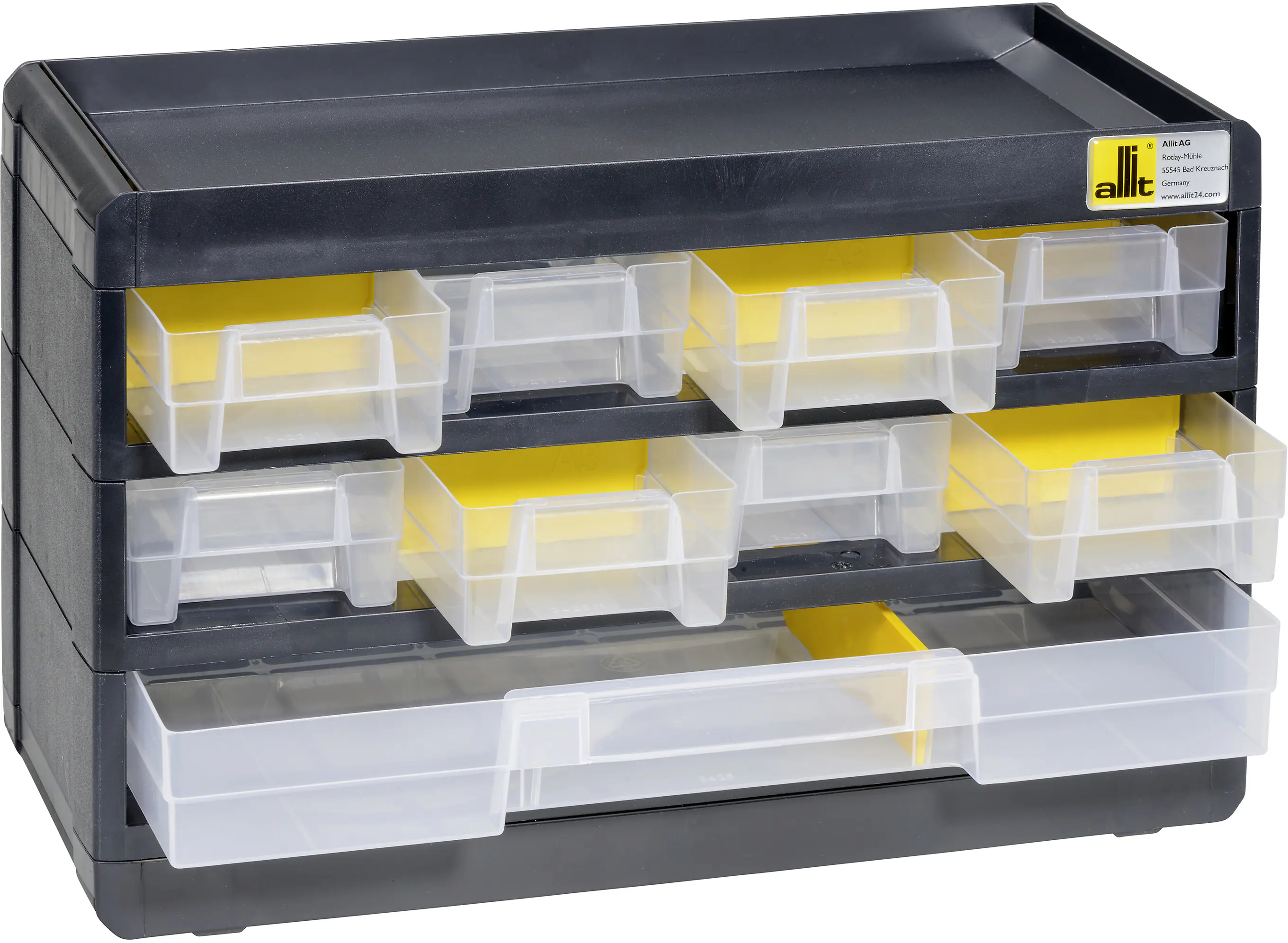 Allit Kleinteilemagazin PP PS VarioPlus Basic 15 9 Schubladen 6 Trenner