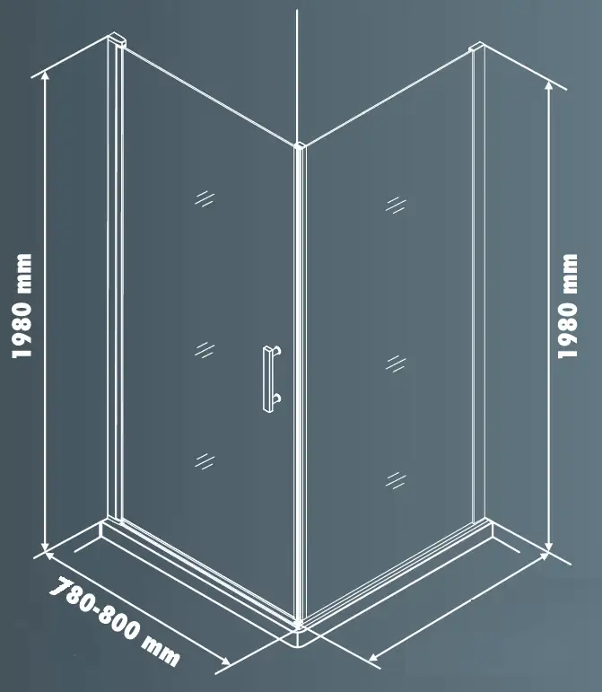 TrendLine Pivot-Duschtür mit Seitenwand Easy-6 80 x 80 cm Klarglas