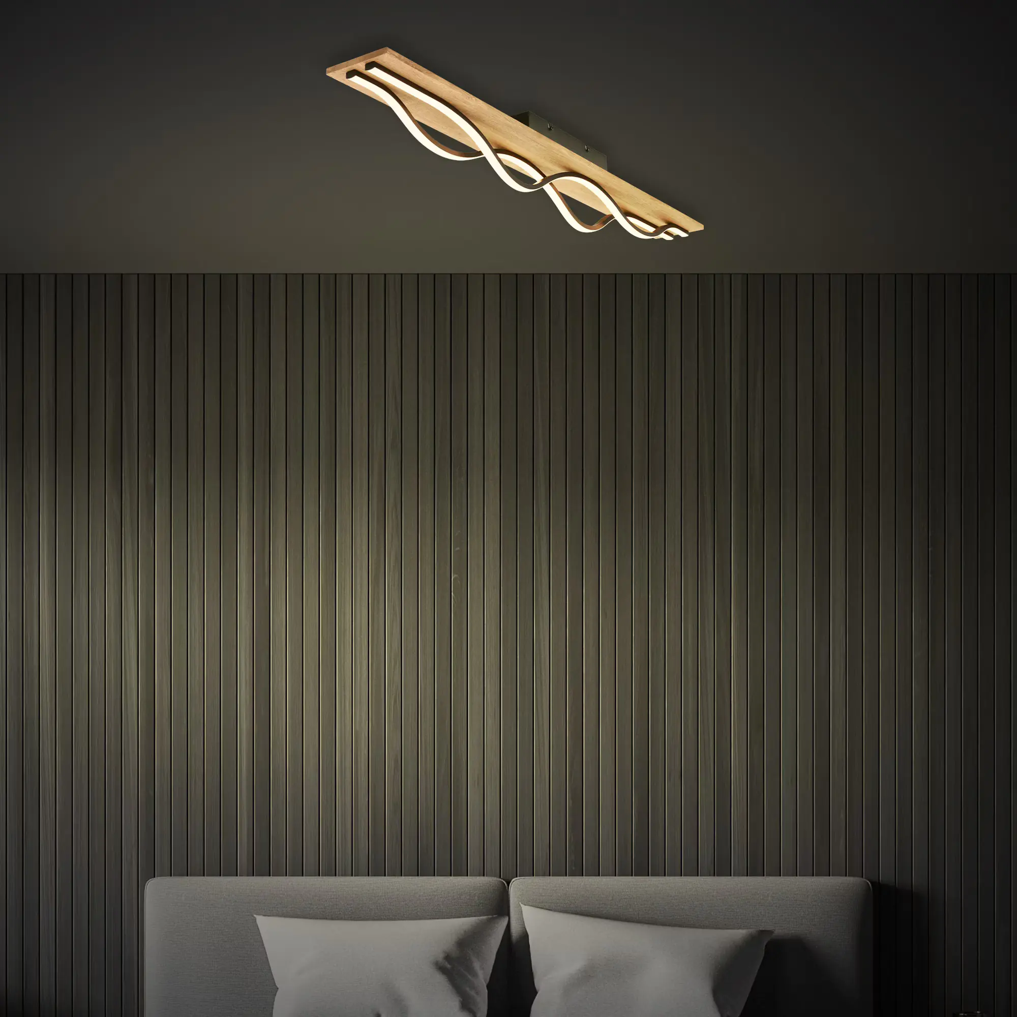 Briloner LED-Deckenleuchte VINKA schwarz Holz