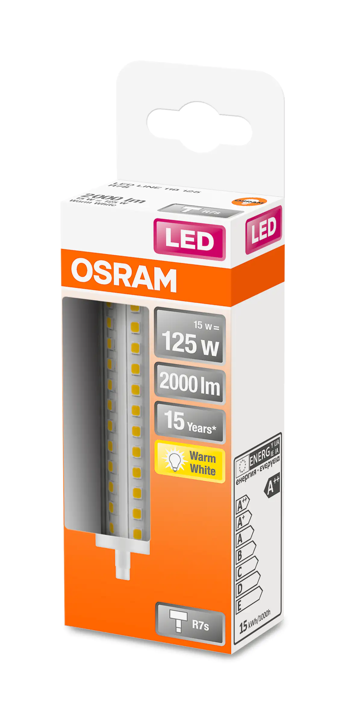 Osram LED Leuchtmittel Line 125 118CM R7s 15W warmweiß, klar