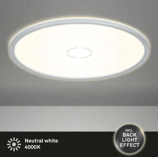 Briloner Slim LED Panel Free silber Ø 42 cm mit Backlight-Effekt