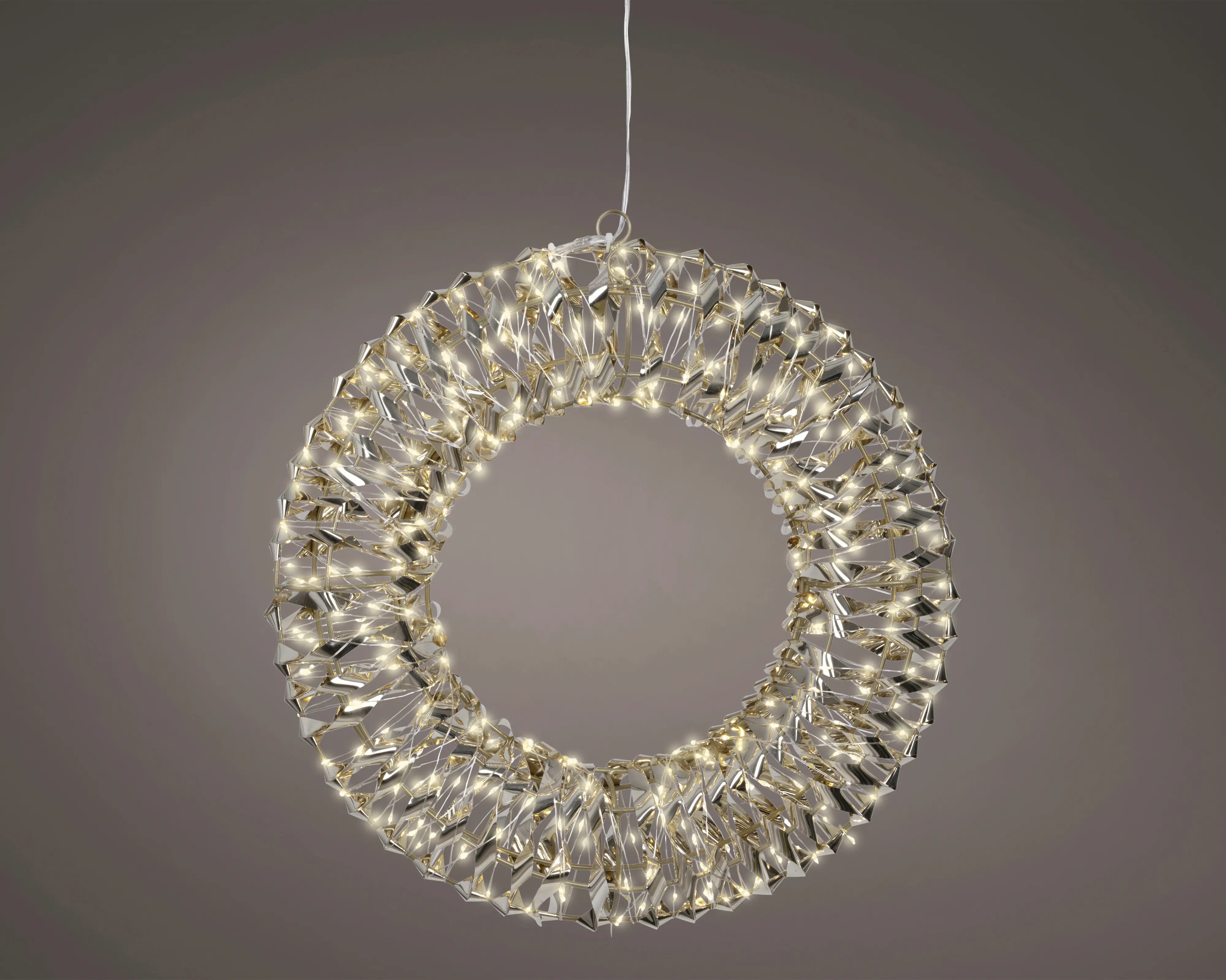 Lumineo LED Kranz mit Timer Kunststoff Ø 38 cm warmweiß gold